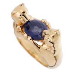 Cartier Double Panthere Sapphire Yellow Gold Ring