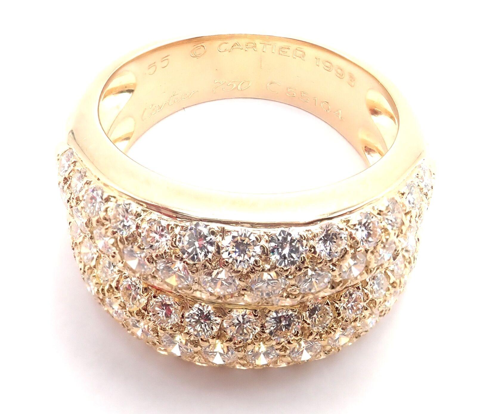 Cartier Double Pave Diamond Yellow Gold Band Ring 4