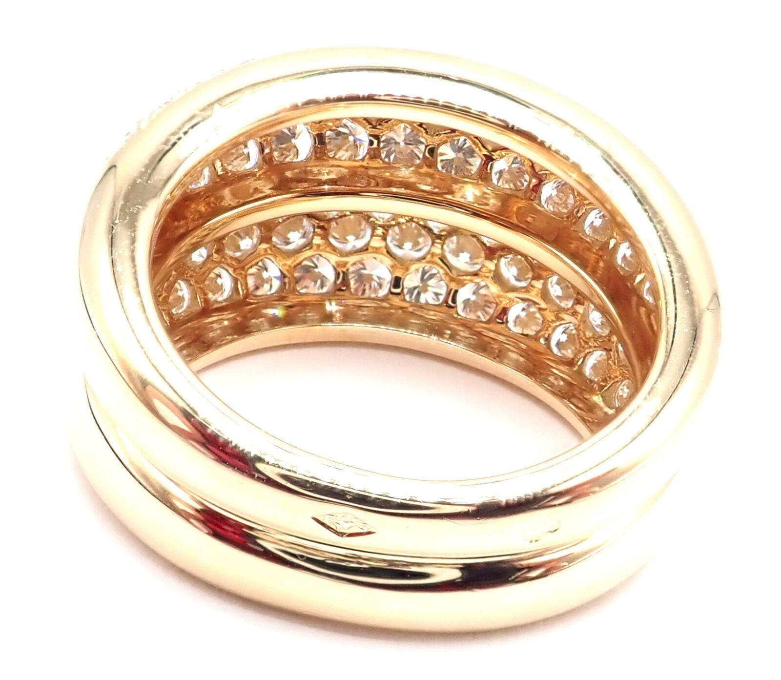 Cartier Double Pave Diamond Yellow Gold Band Ring In Excellent Condition For Sale In Holland, PA