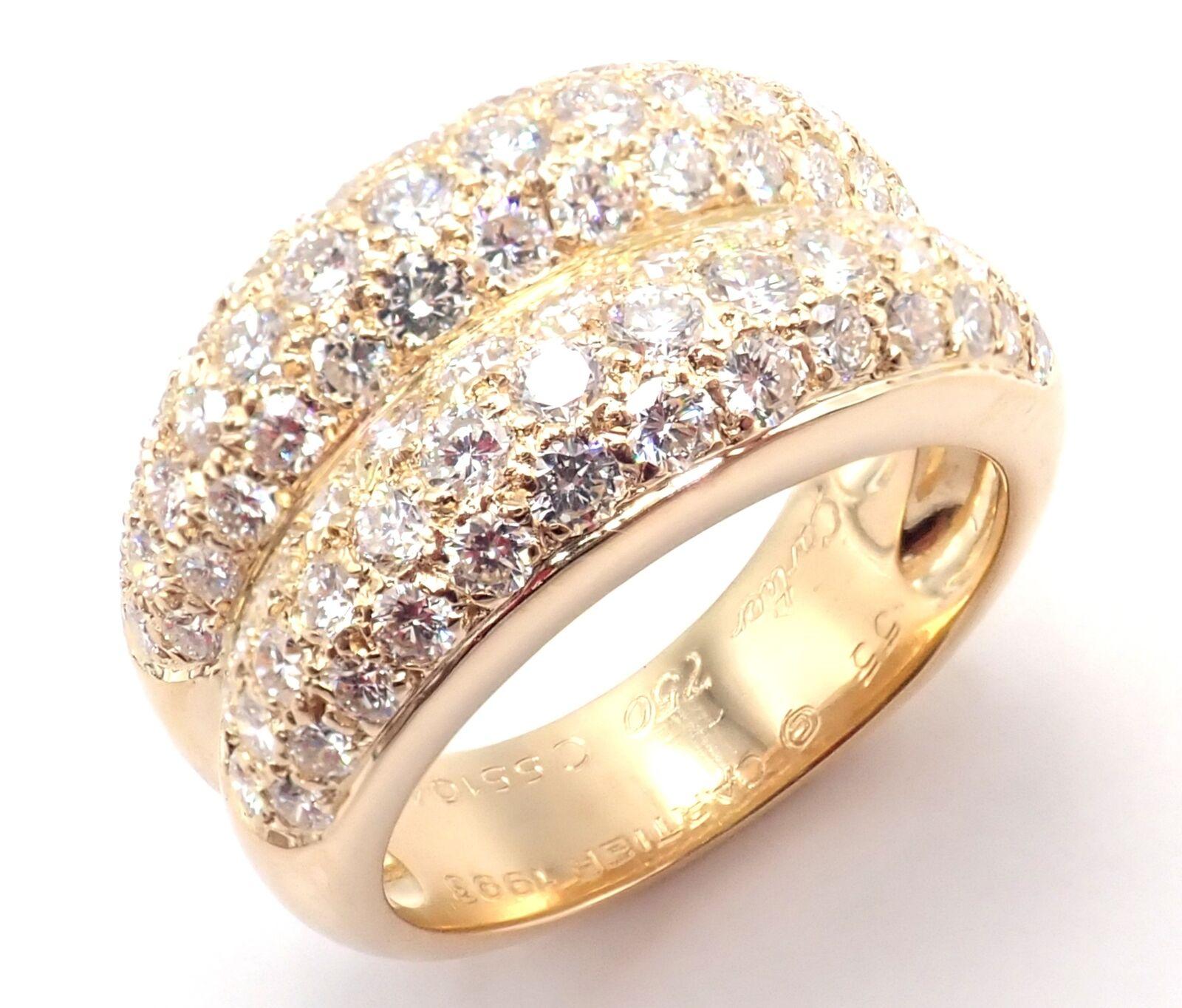 Cartier Double Pave Diamond Yellow Gold Band Ring 1