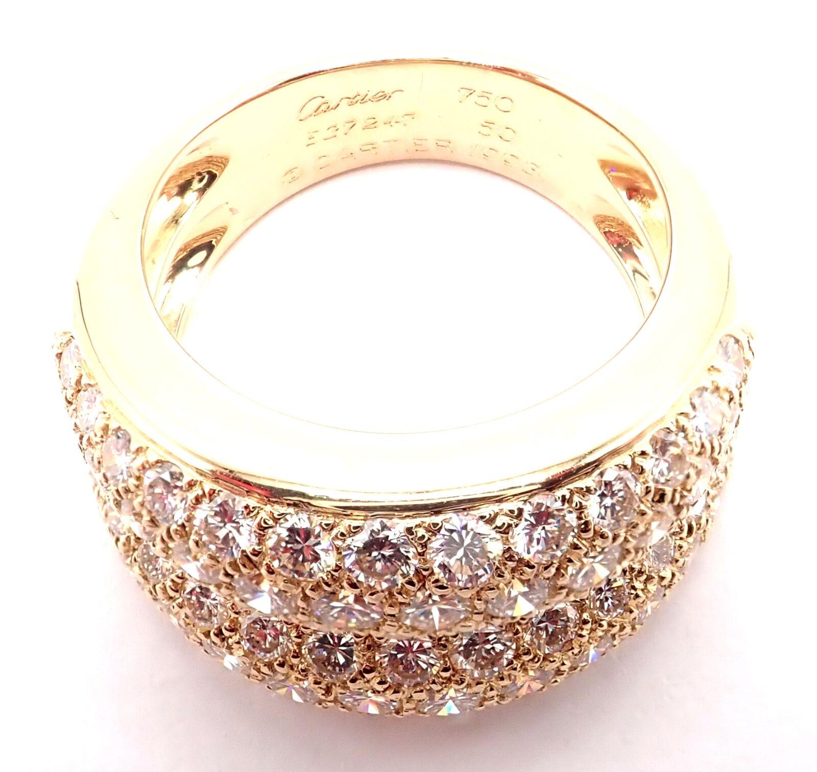 Cartier Double Pave Diamond Yellow Gold Band Ring For Sale 2