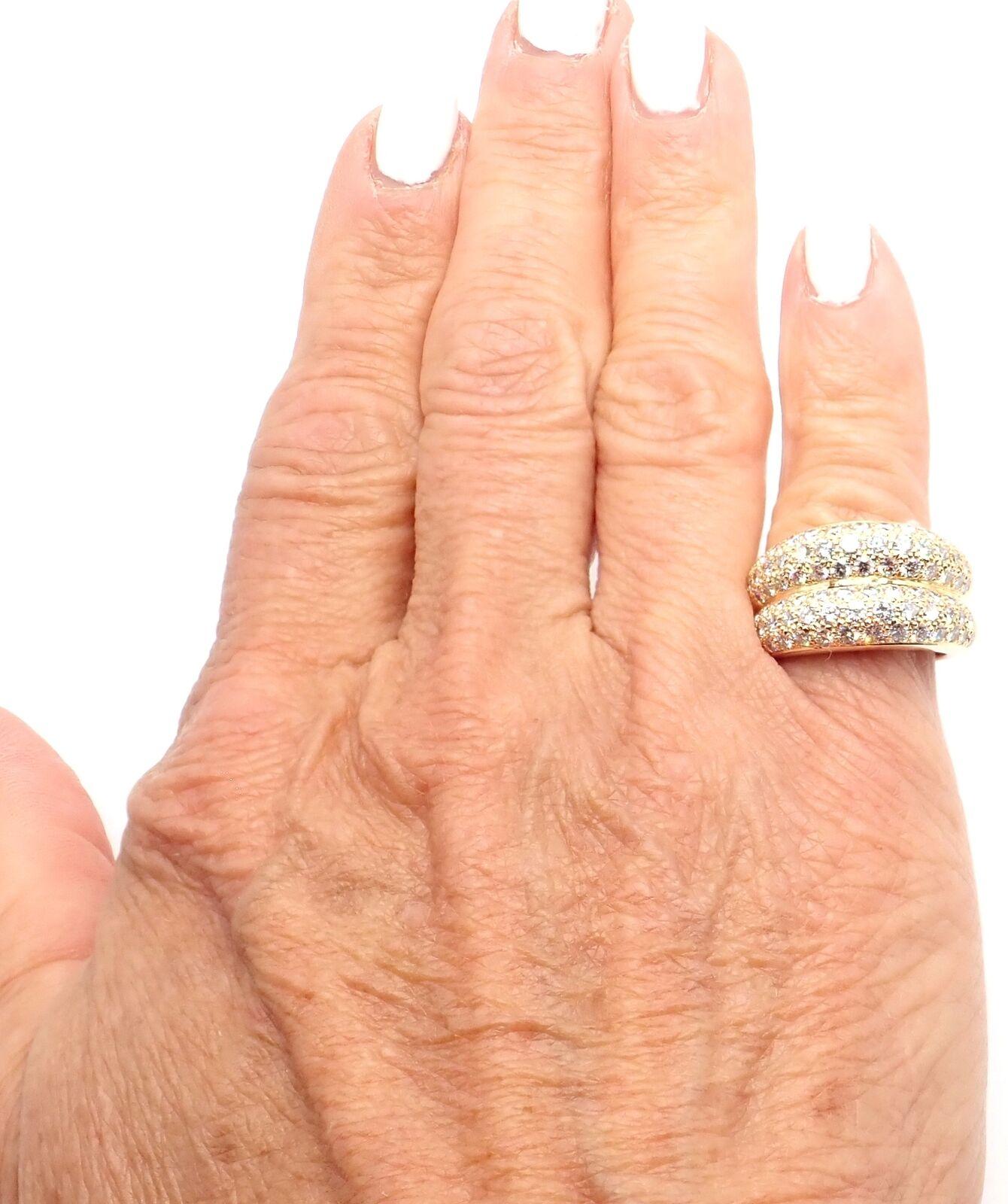 Cartier Double Pave Diamond Yellow Gold Band Ring For Sale 3