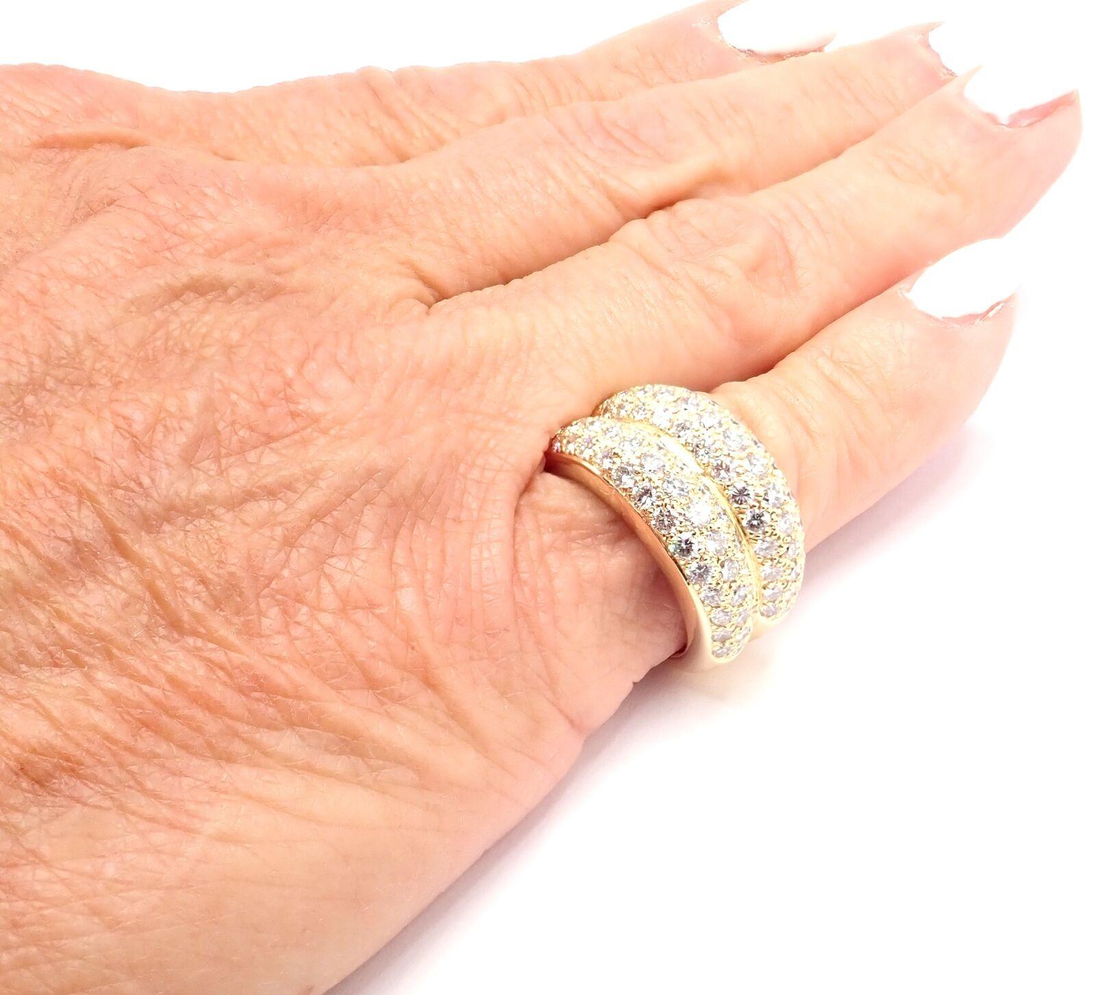 Cartier Double Pave Diamond Yellow Gold Band Ring For Sale 4