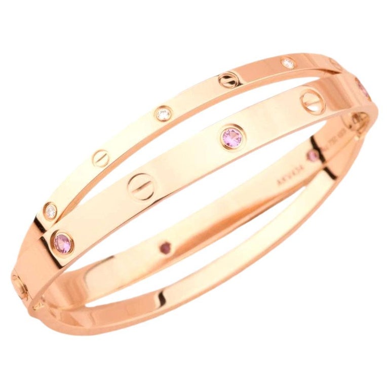 Cartier Love 18K Rose Gold 4 Diamond Bracelet For Sale at 1stDibs