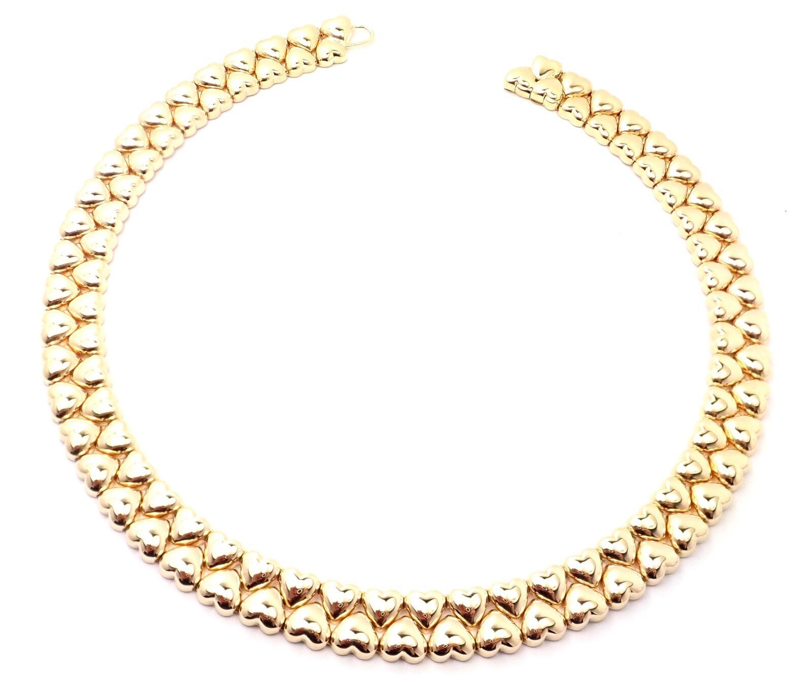 Cartier Double Row Heart Yellow Gold Choker Necklace In Excellent Condition In Holland, PA