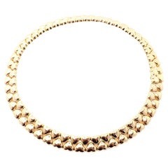 Retro Cartier Double Row Heart Yellow Gold Choker Necklace