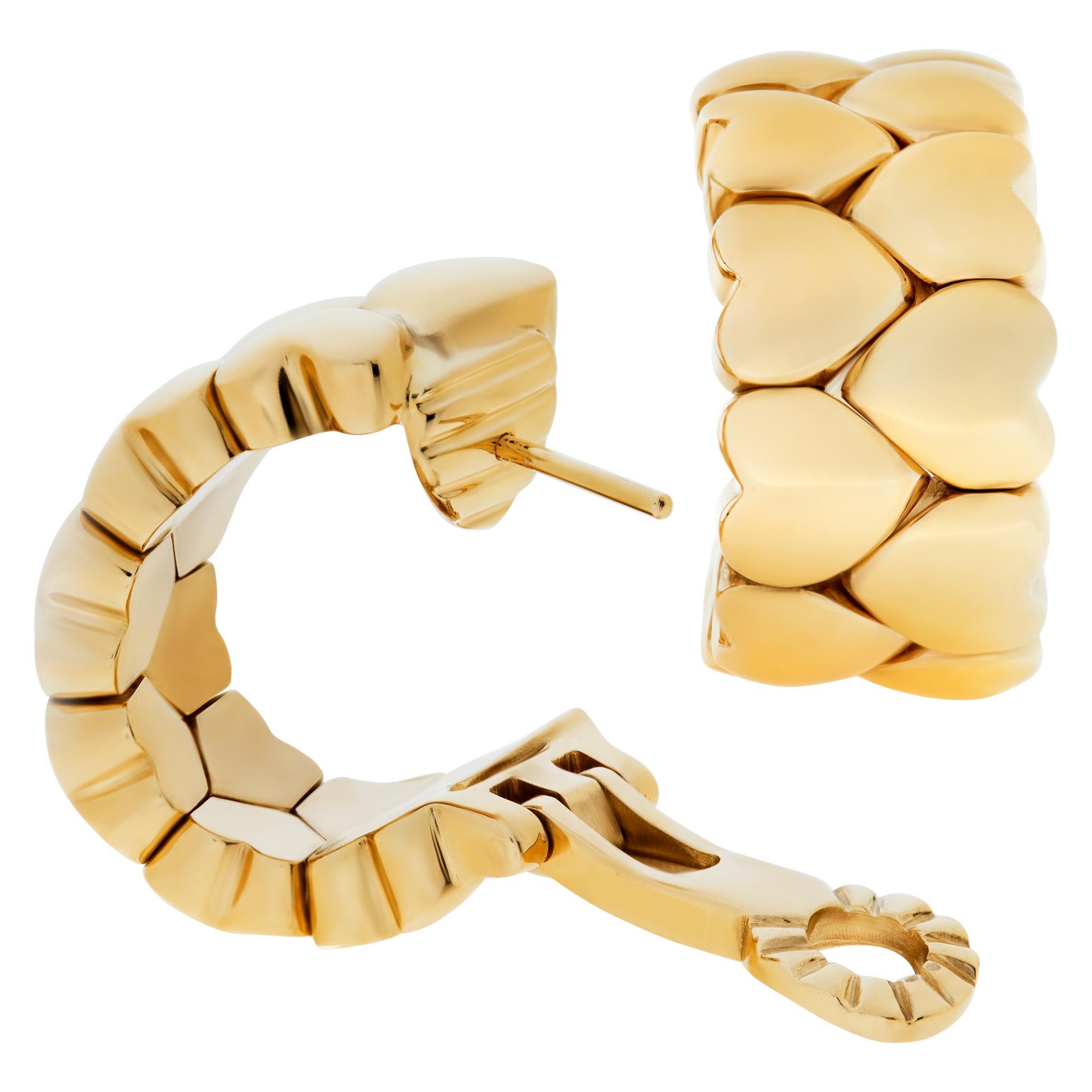 Women's Cartier Double Rows of Hearts, 18k Yellow Gold Semi Hoops Earrings