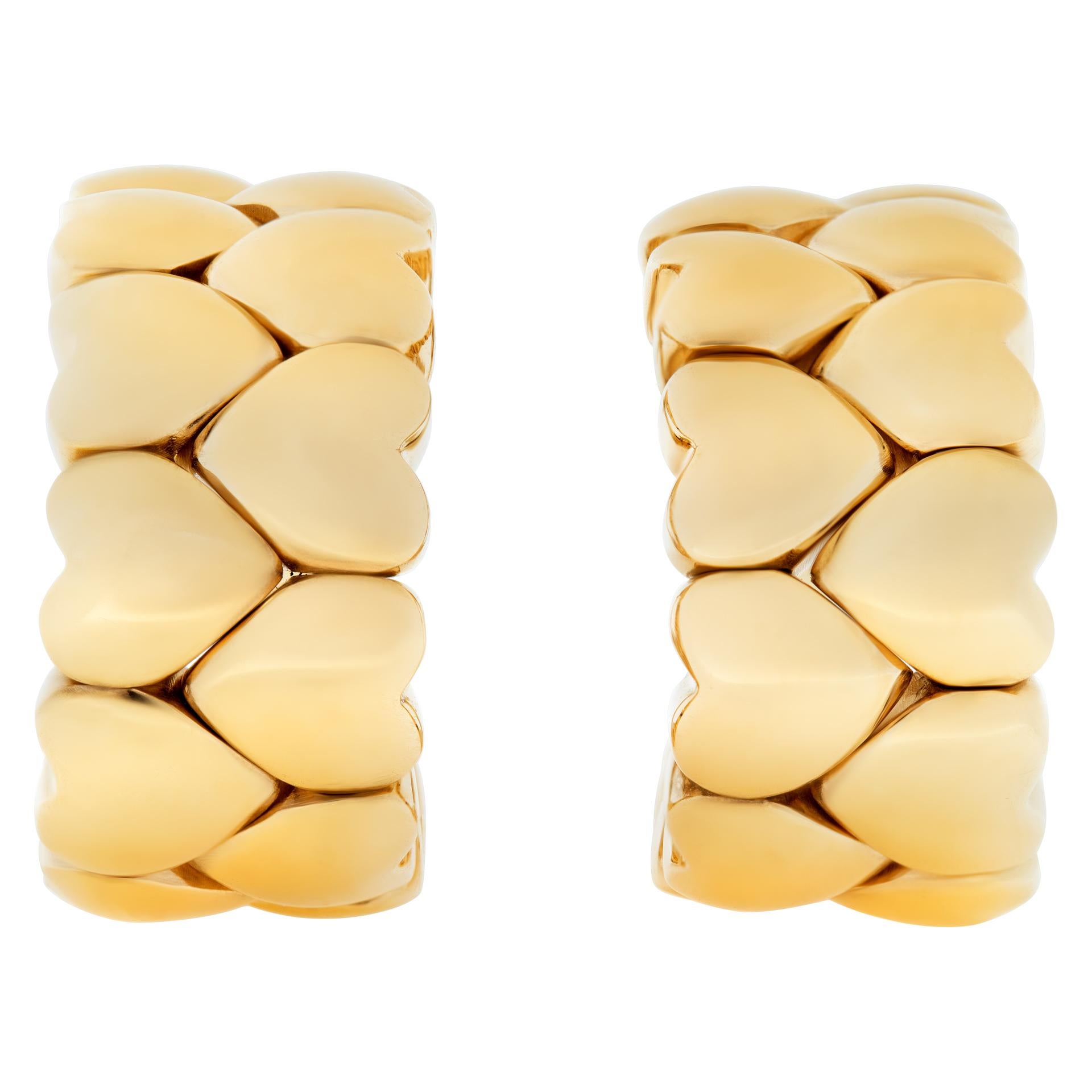 Cartier Double Rows of Hearts, 18k Yellow Gold Semi Hoops Earrings