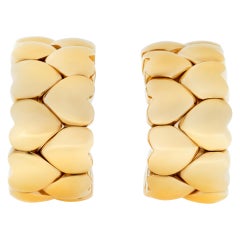 Cartier Double Rows of Hearts, 18k Yellow Gold Semi Hoops Earrings