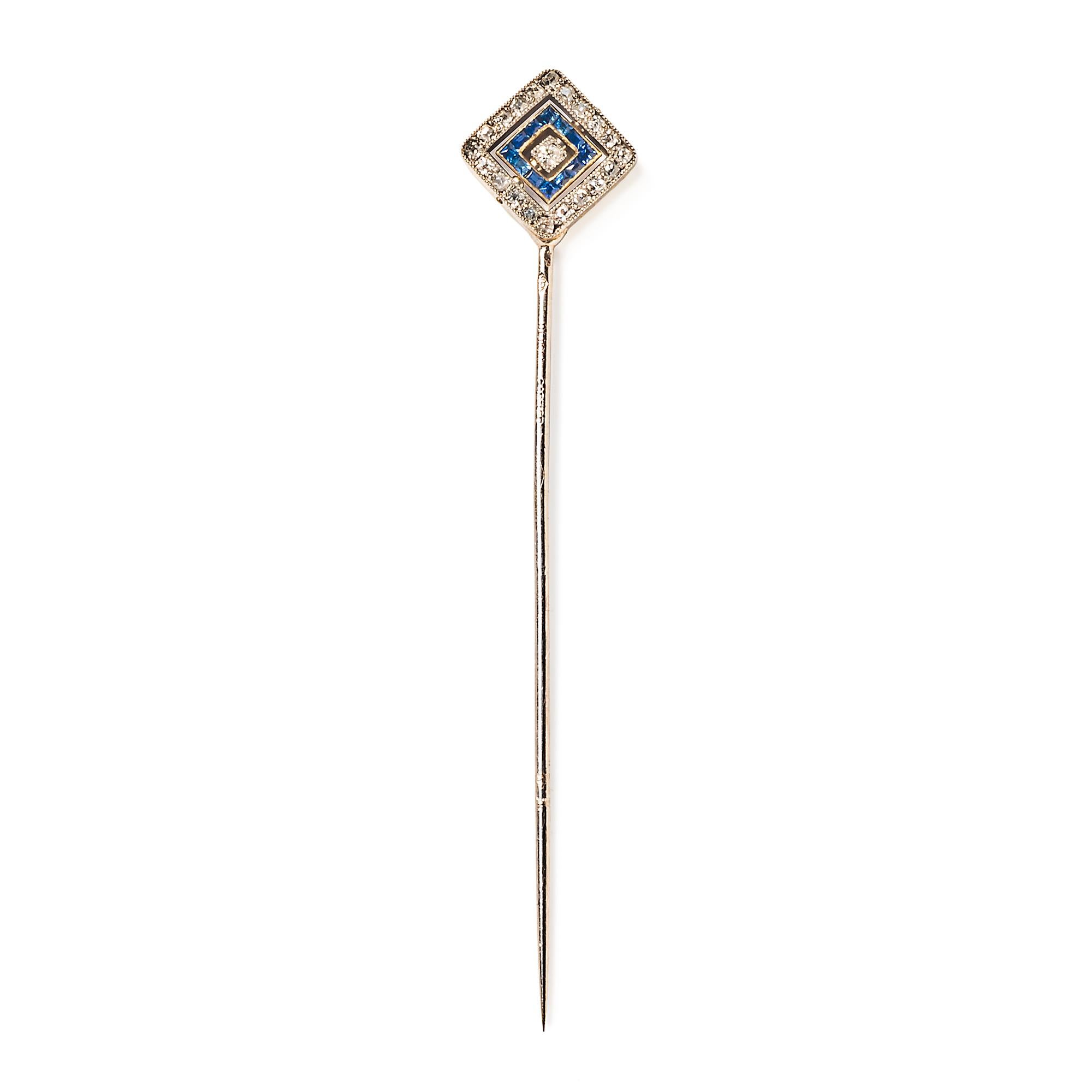 Round Cut Cartier Double-Sided Stickpin, c. 1920 For Sale