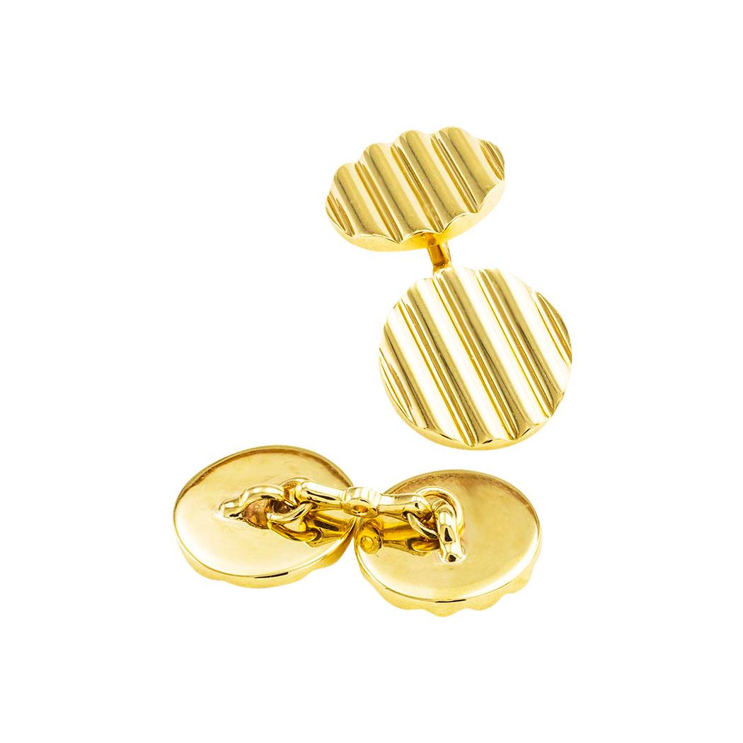 Cartier Double Sided Yellow Gold Cufflinks In Good Condition In Los Angeles, CA