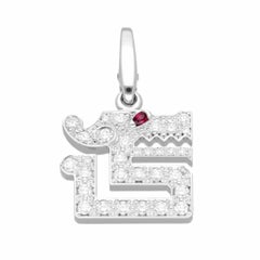Cartier Dragon Diamond Ruby Charm Pendant 18K White Gold