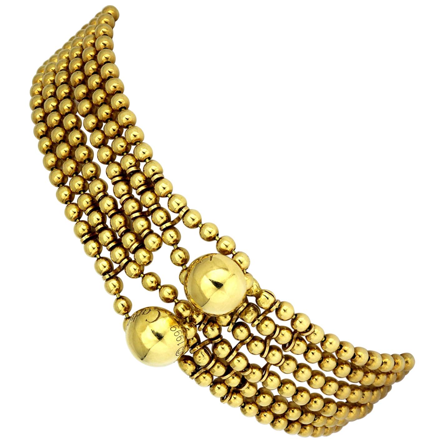 Cartier, ‘Draperie’ 18 Carat Gold Bracelet Design as Six Strang/Row of Beads