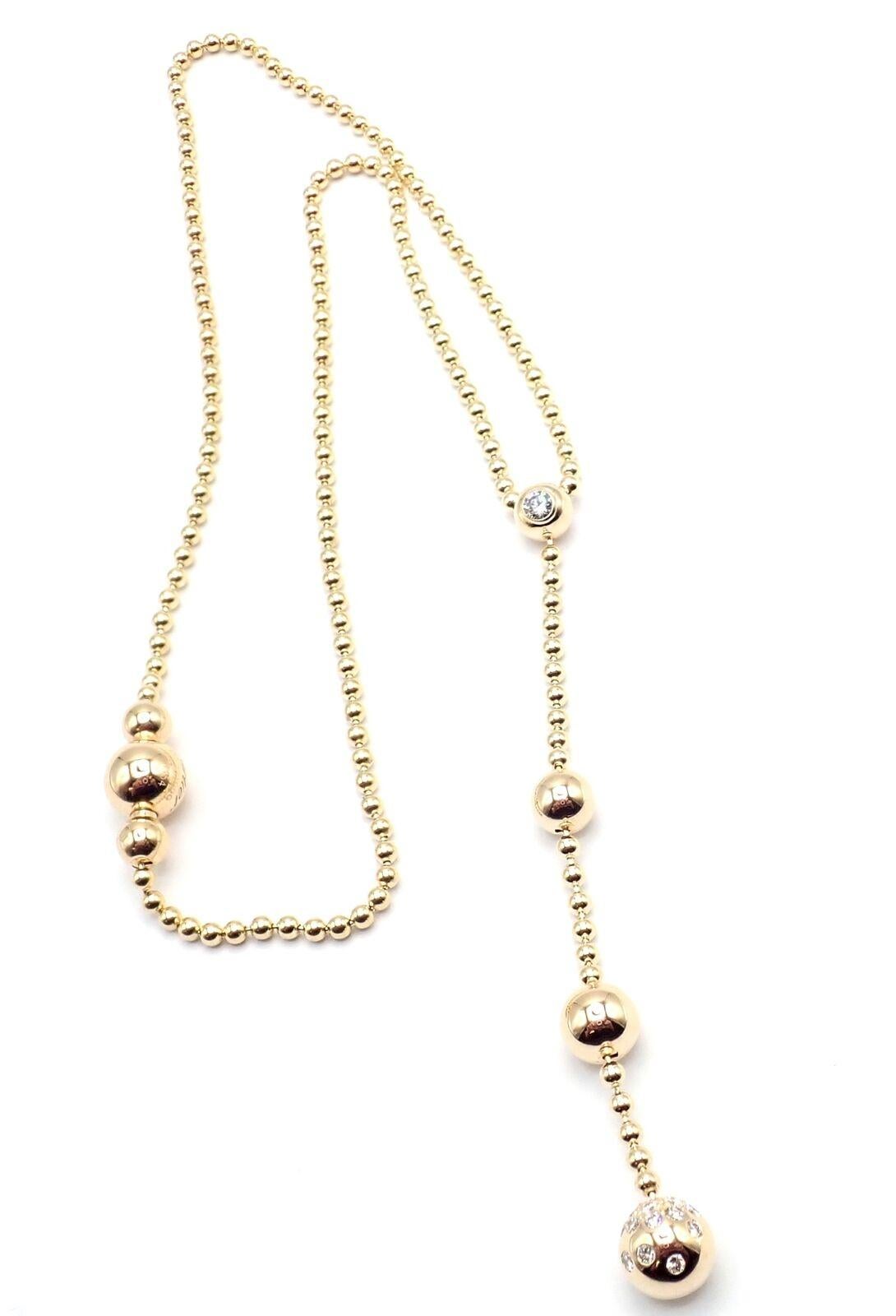 Brilliant Cut Cartier Draperie de Decollate Diamond Yellow Gold Single Drop Necklace For Sale