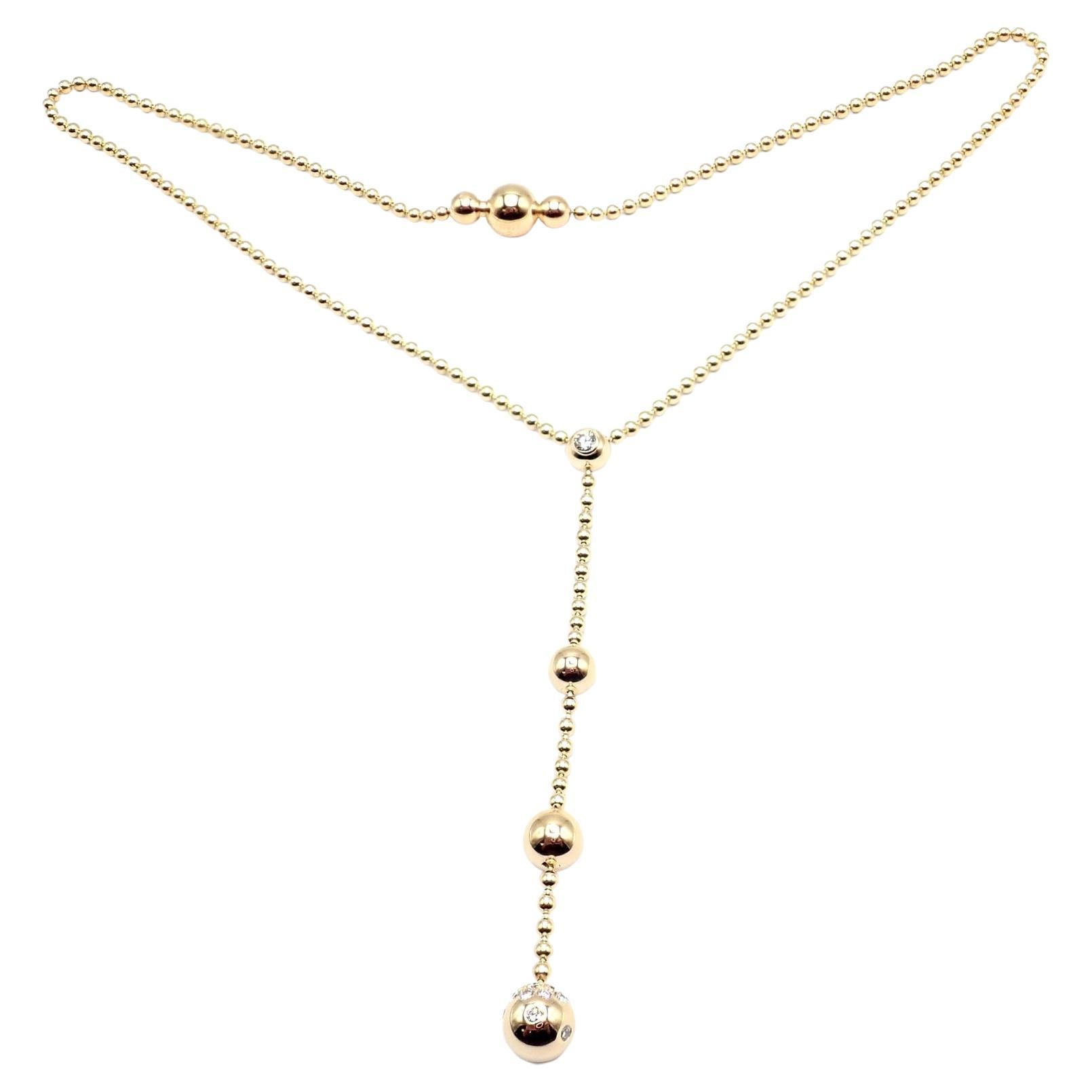 Cartier Draperie de Decollate Diamond Yellow Gold Single Drop Necklace For Sale