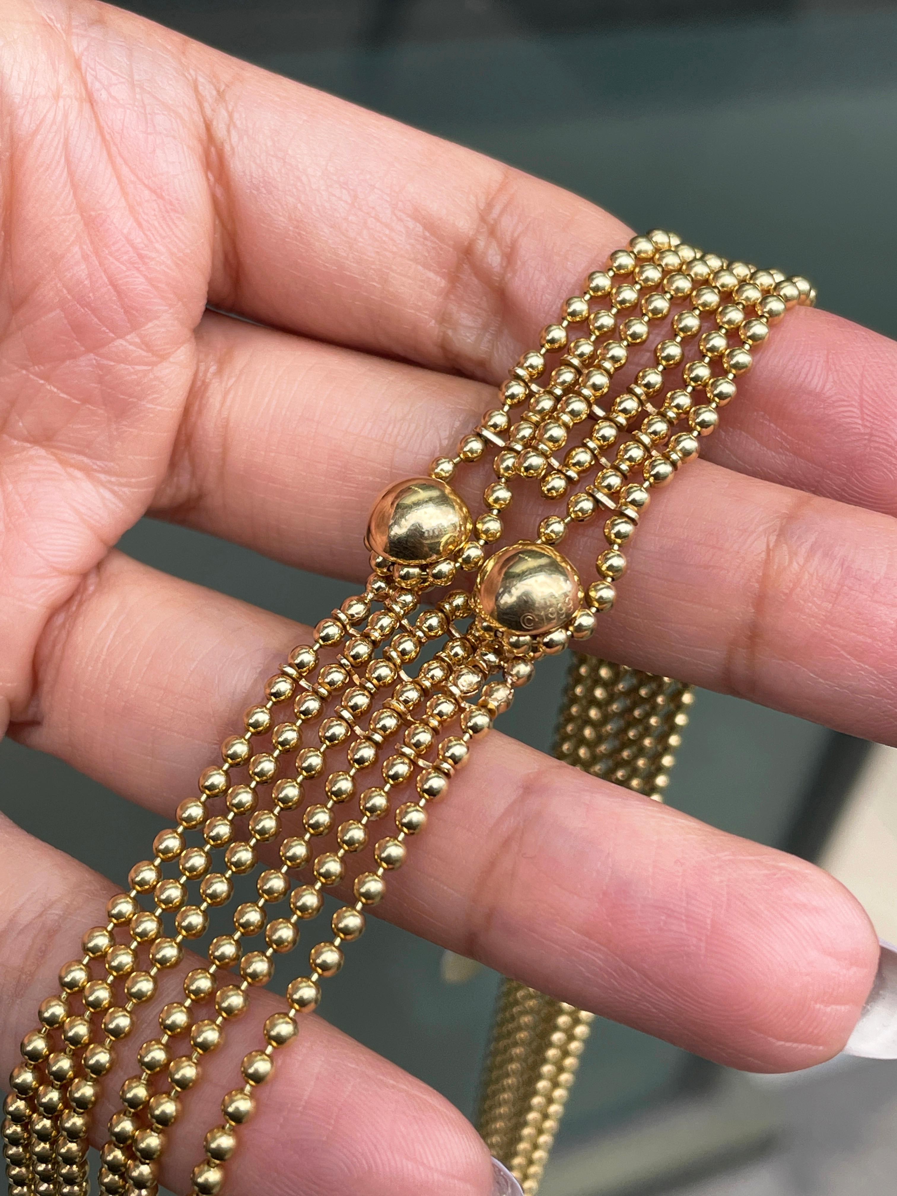 Cartier Draperie De Décolleté 18 Karat Gelbgold Multi Strang Halskette Damen im Angebot
