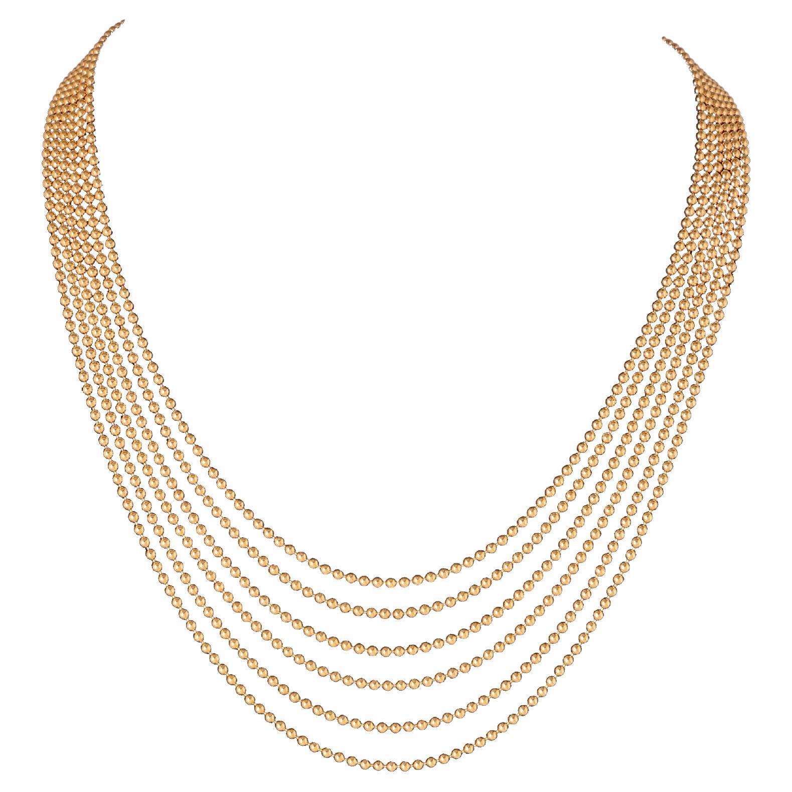 Cartier Draperie De Décolleté 18 Karat Gelbgold Multi Strang Halskette im Angebot