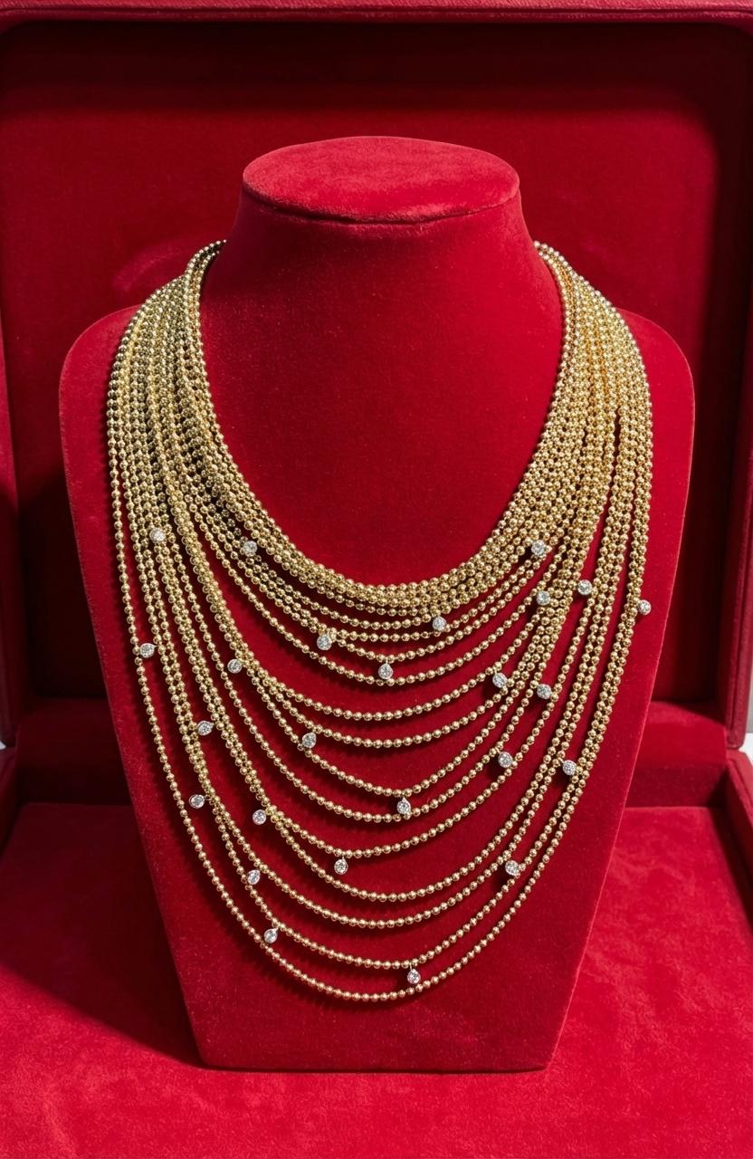 Contemporain Collier Draperie de Décolleté en or 18K avec diamants et boîte de Cartier en vente
