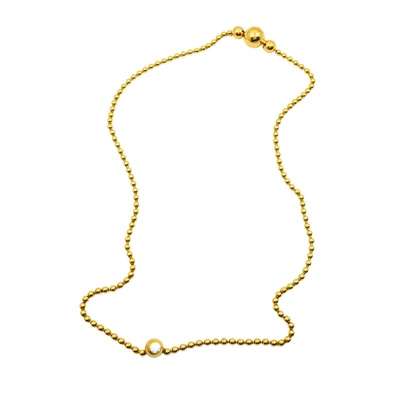 Taglio rotondo Cartier Draperie De Décolleté - Collana con catena di perline con solitario di diamanti in oro 18 ct. in vendita