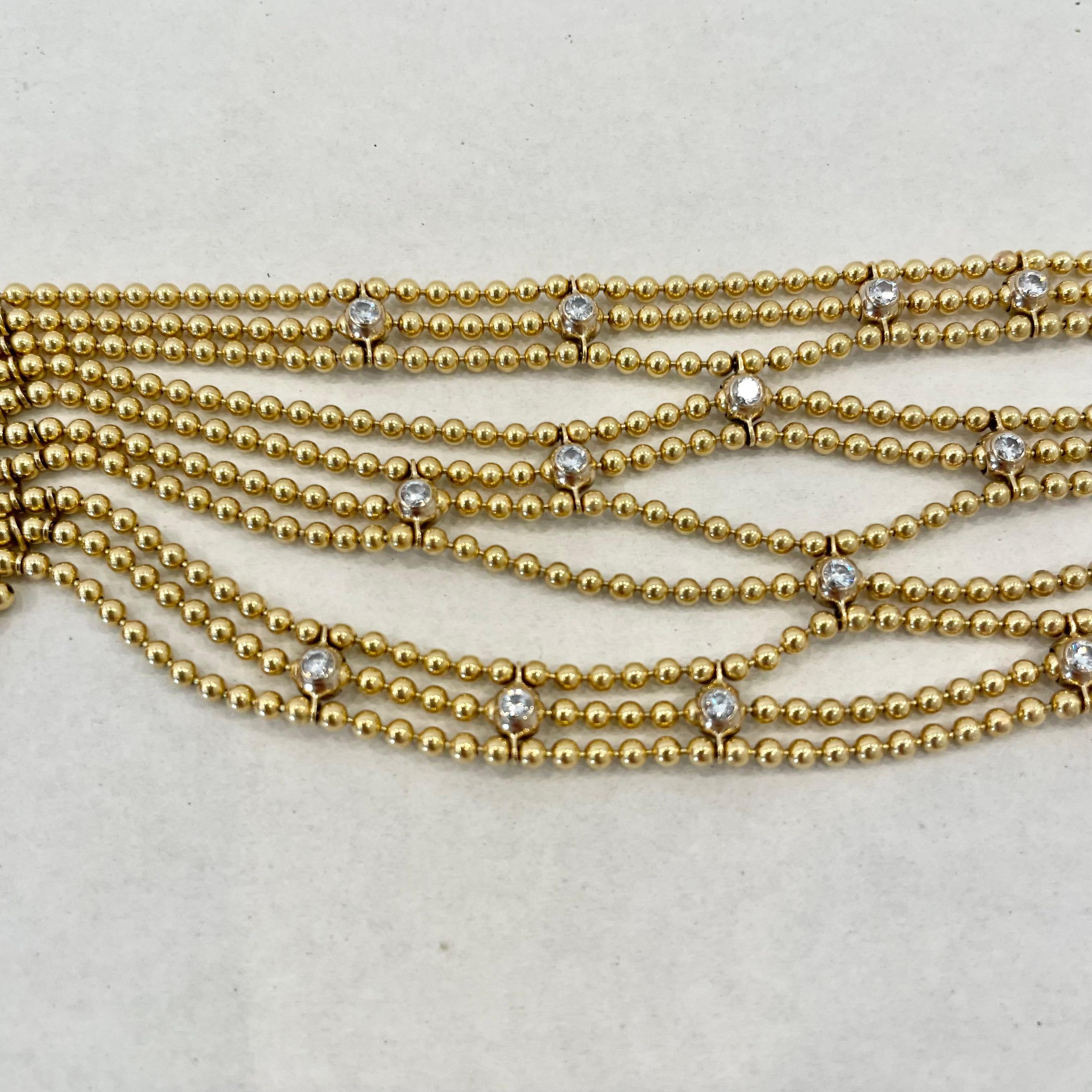 Cartier Draperie De Décolleté Diamond 18K Yellow Gold Bead Multi Link Bracelet For Sale 5