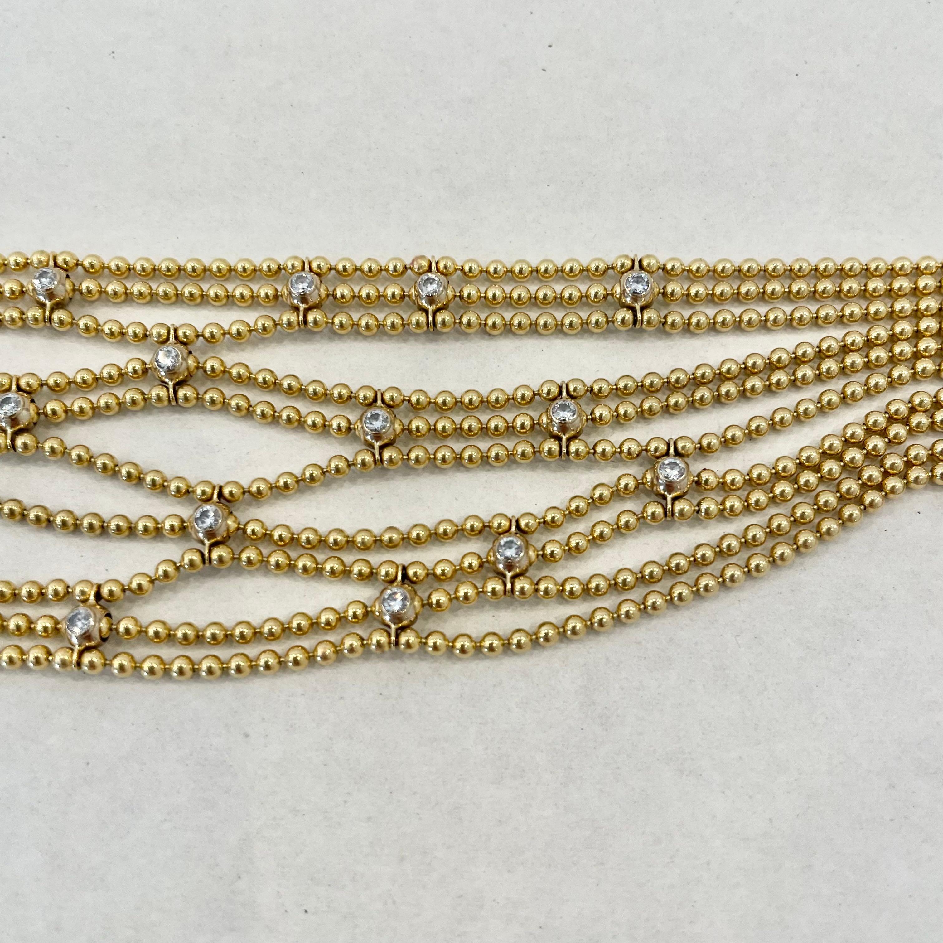 Cartier Draperie De Décolleté Diamond 18K Yellow Gold Bead Multi Link Bracelet For Sale 6