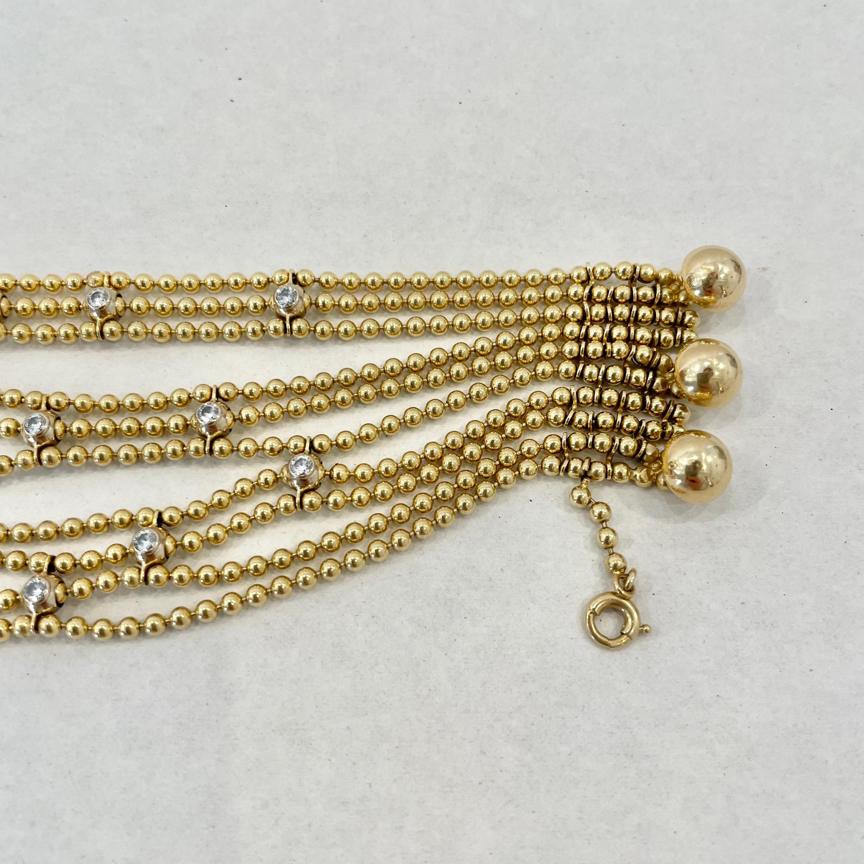 Cartier Draperie De Décolleté Diamond 18K Yellow Gold Bead Multi Link Bracelet For Sale 7