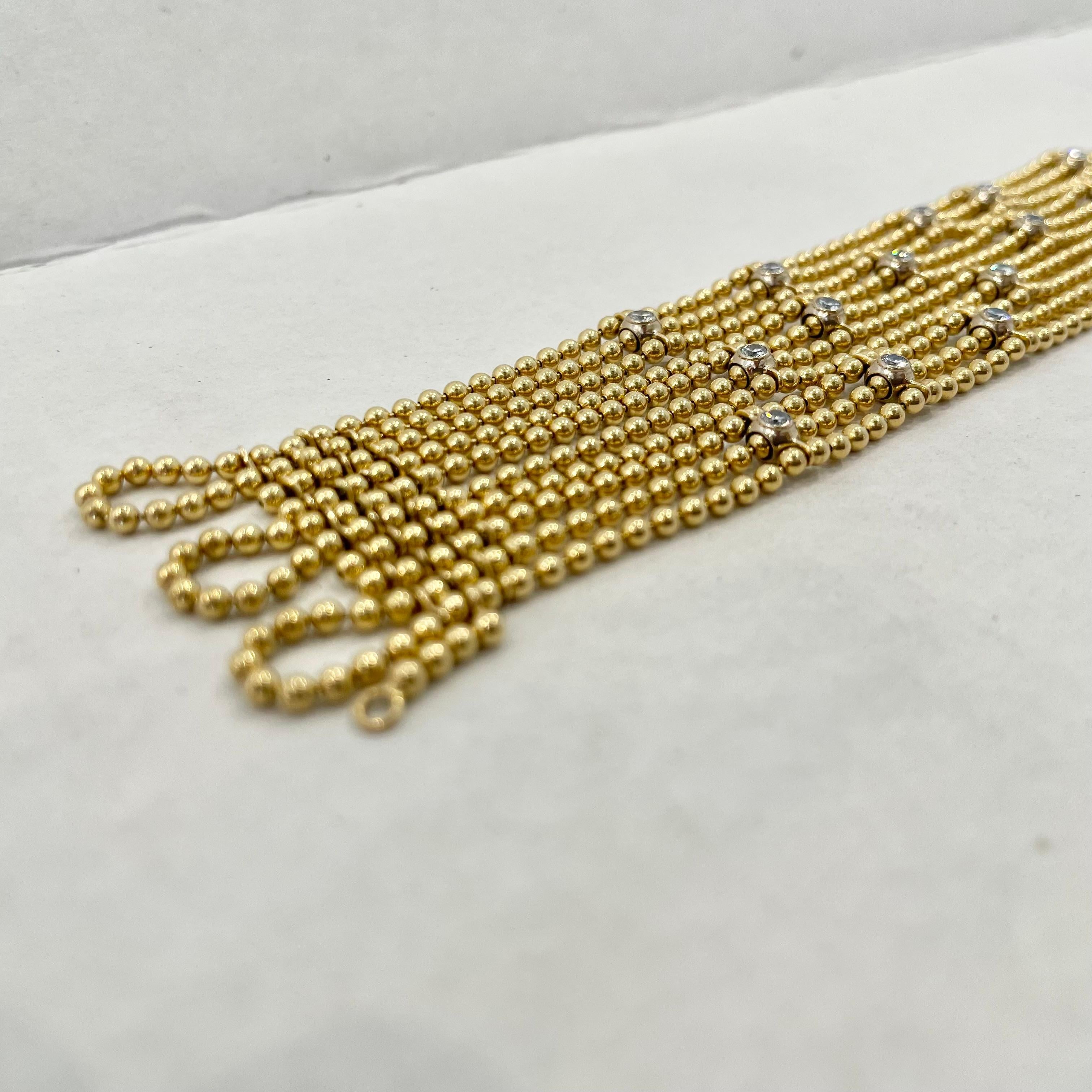 Cartier Draperie De Décolleté Diamond 18K Yellow Gold Bead Multi Link Bracelet In Good Condition For Sale In Los Angeles, CA