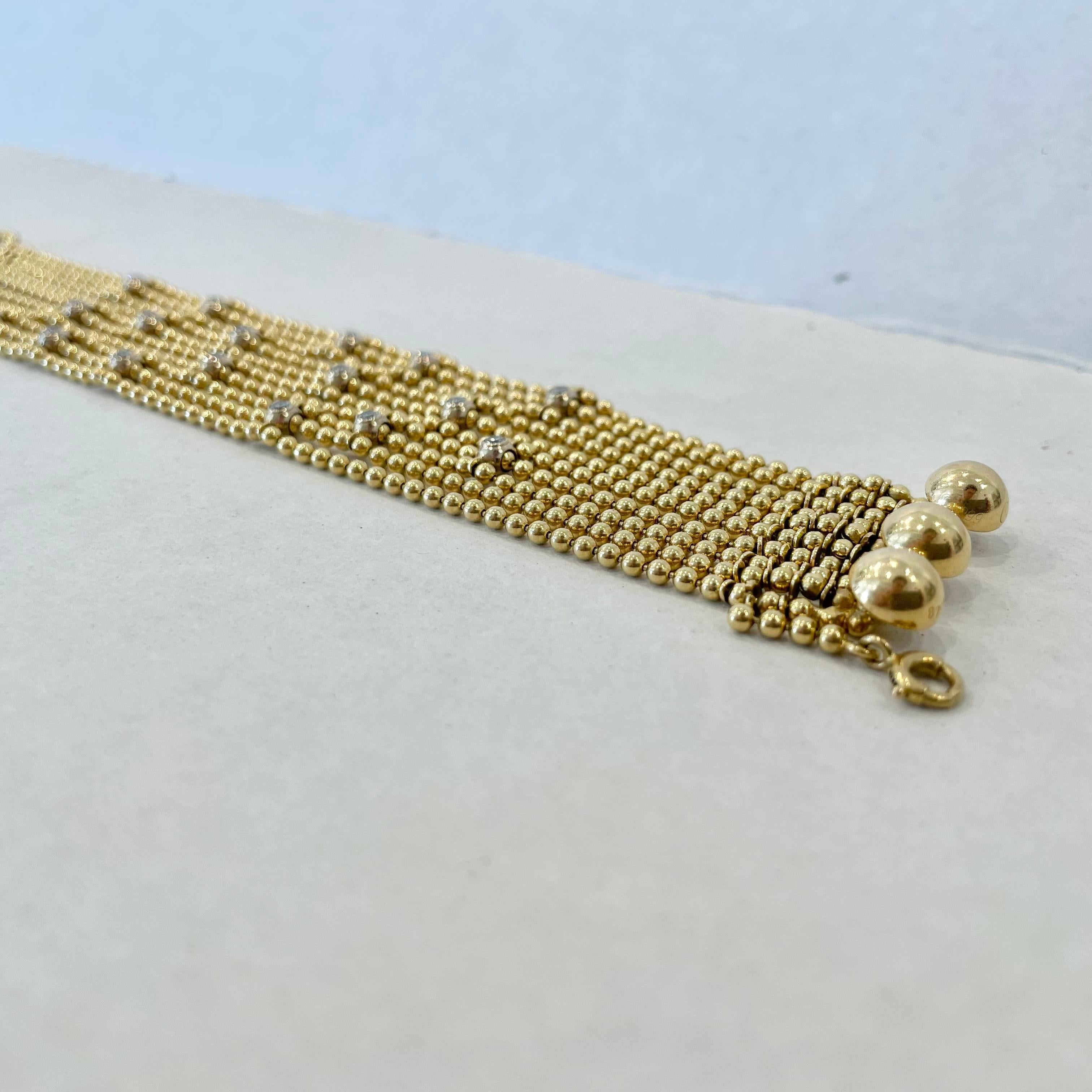 Late 20th Century Cartier Draperie De Décolleté Diamond 18K Yellow Gold Bead Multi Link Bracelet For Sale