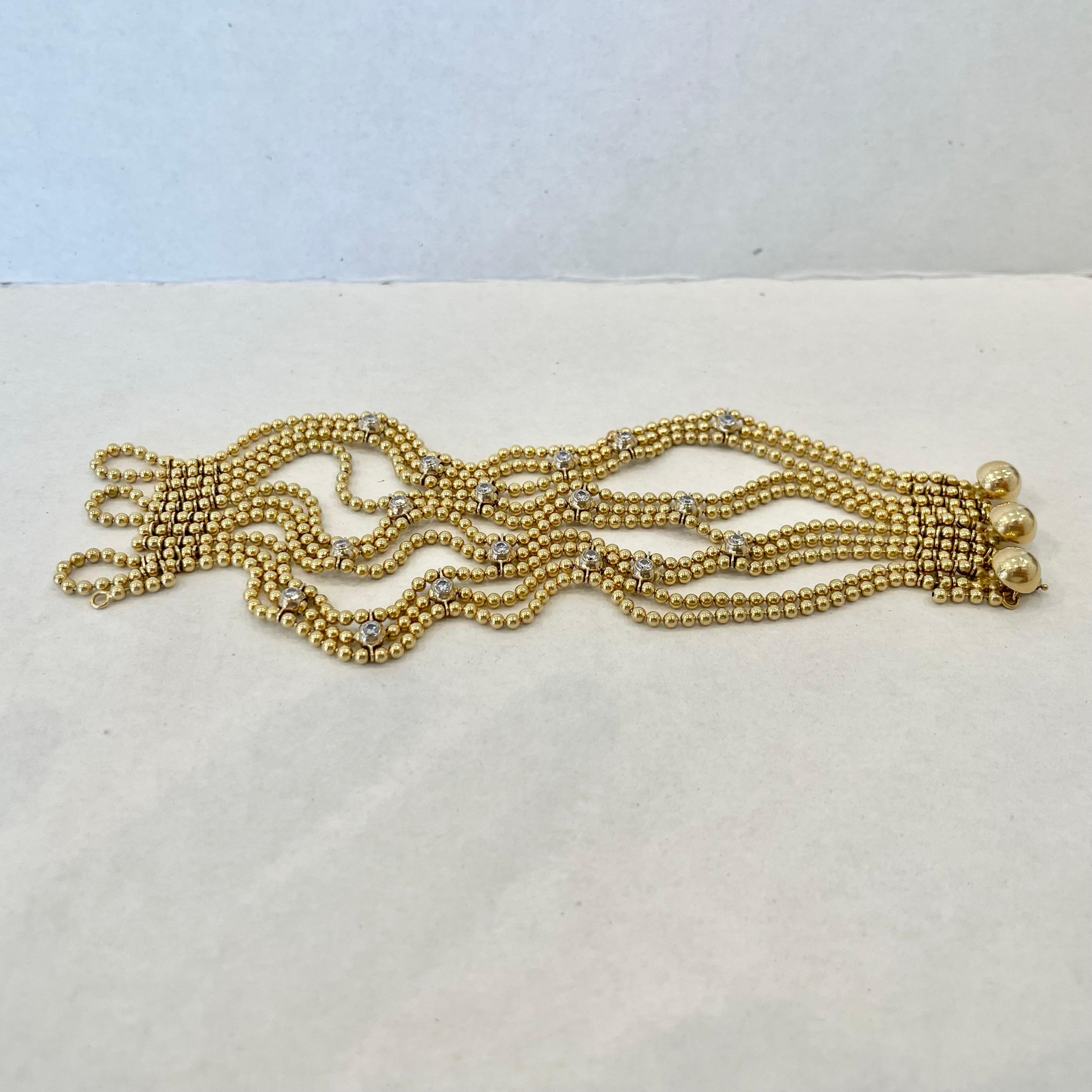 Cartier Draperie De Décolleté Diamond 18K Yellow Gold Bead Multi Link Bracelet For Sale 1