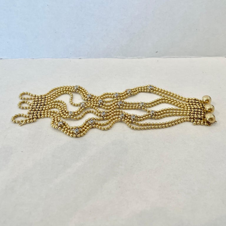 Cartier Draperie De Décolleté Diamond 18K Yellow Gold Bead Multi Link ...