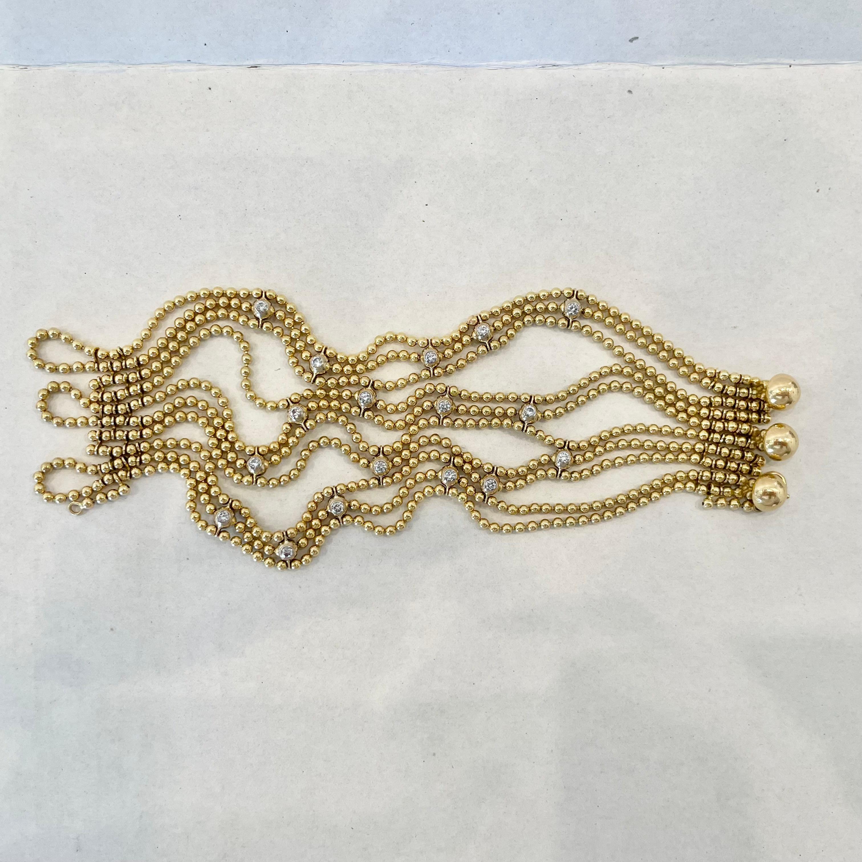 Cartier Draperie De Décolleté Diamant 18K Gelbgold Perle Multi-Link-Armband im Angebot 1