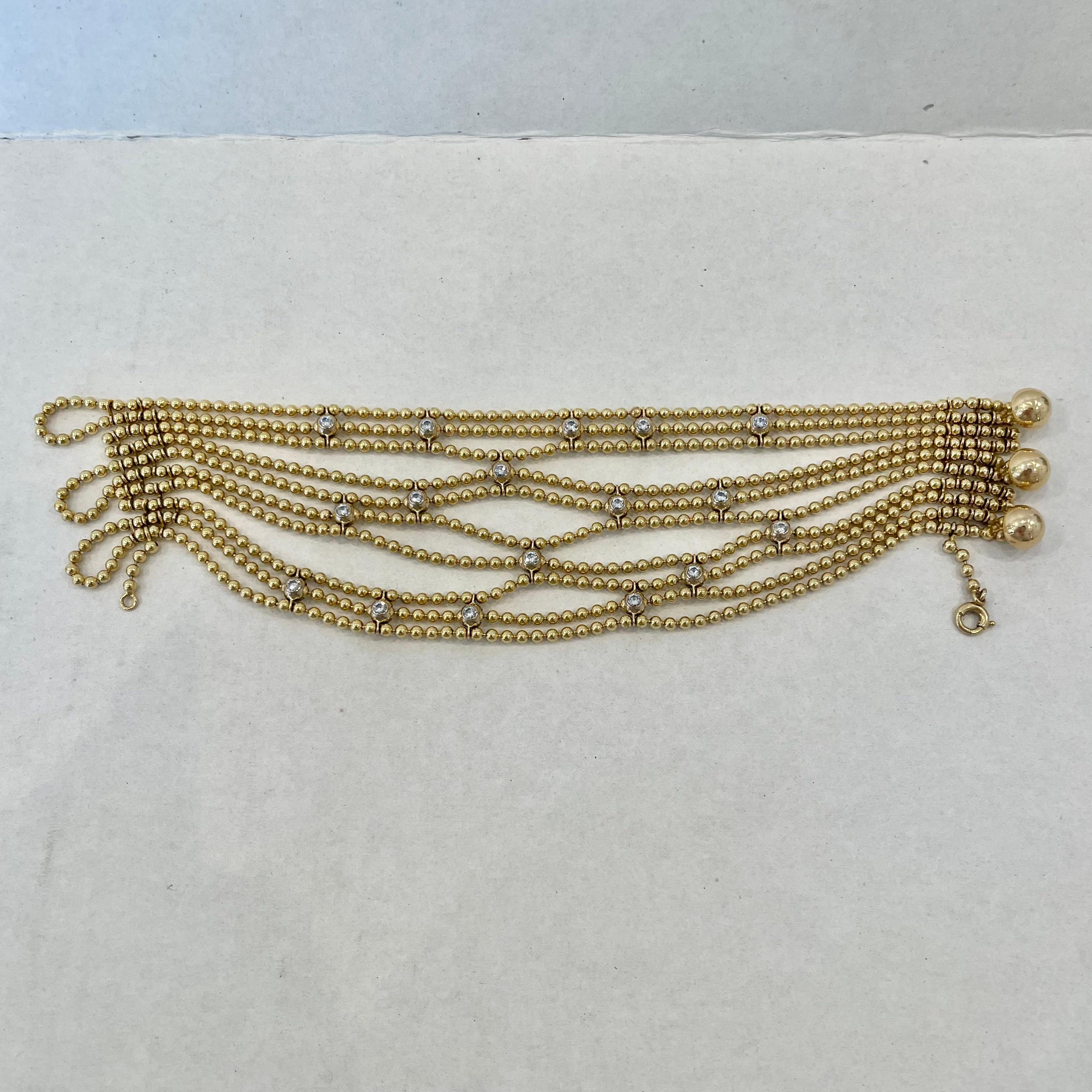 Cartier Draperie De Décolleté Diamant 18K Gelbgold Perle Multi-Link-Armband im Angebot 2