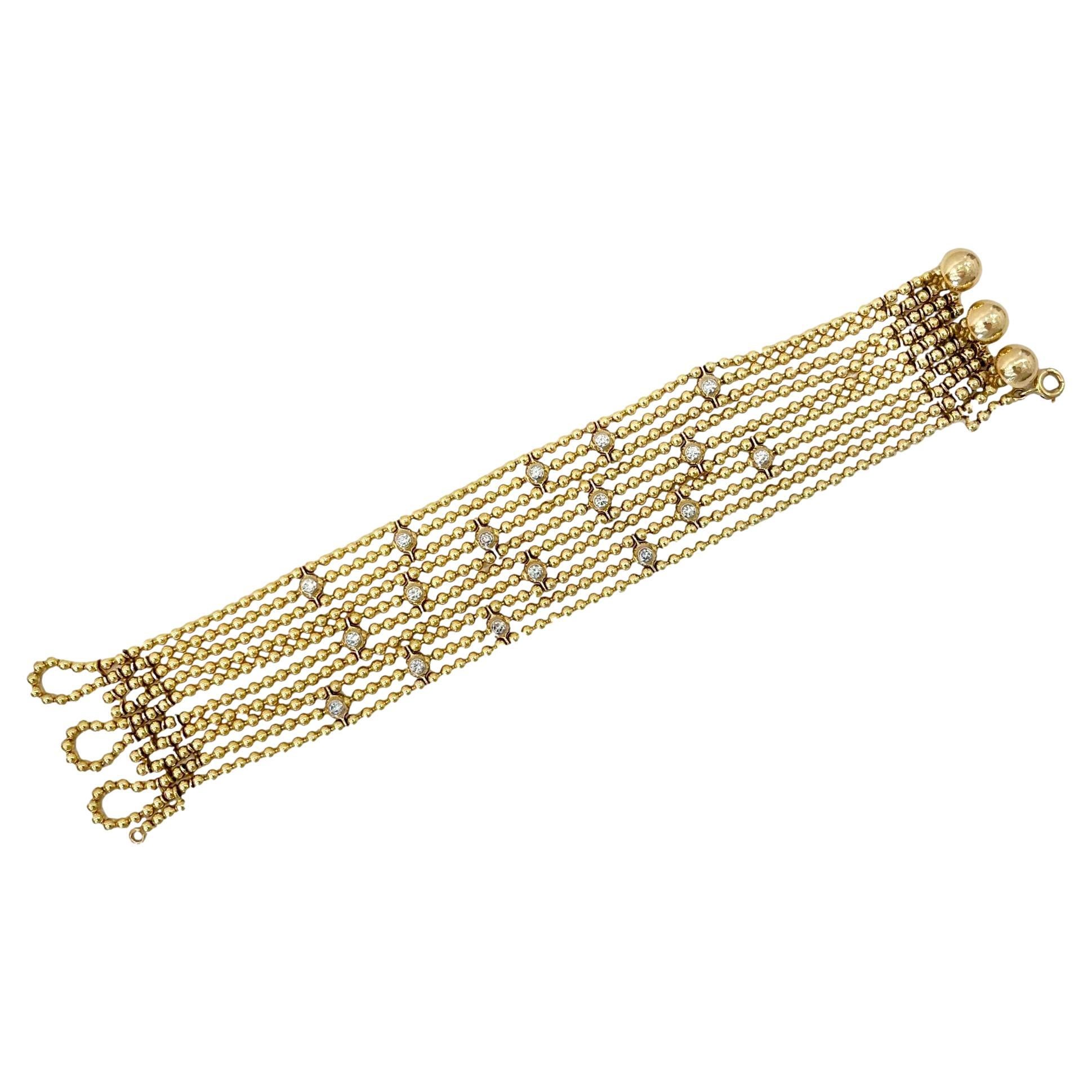 Cartier Draperie De Décolleté Diamond 18K Yellow Gold Bead Multi Link Bracelet For Sale
