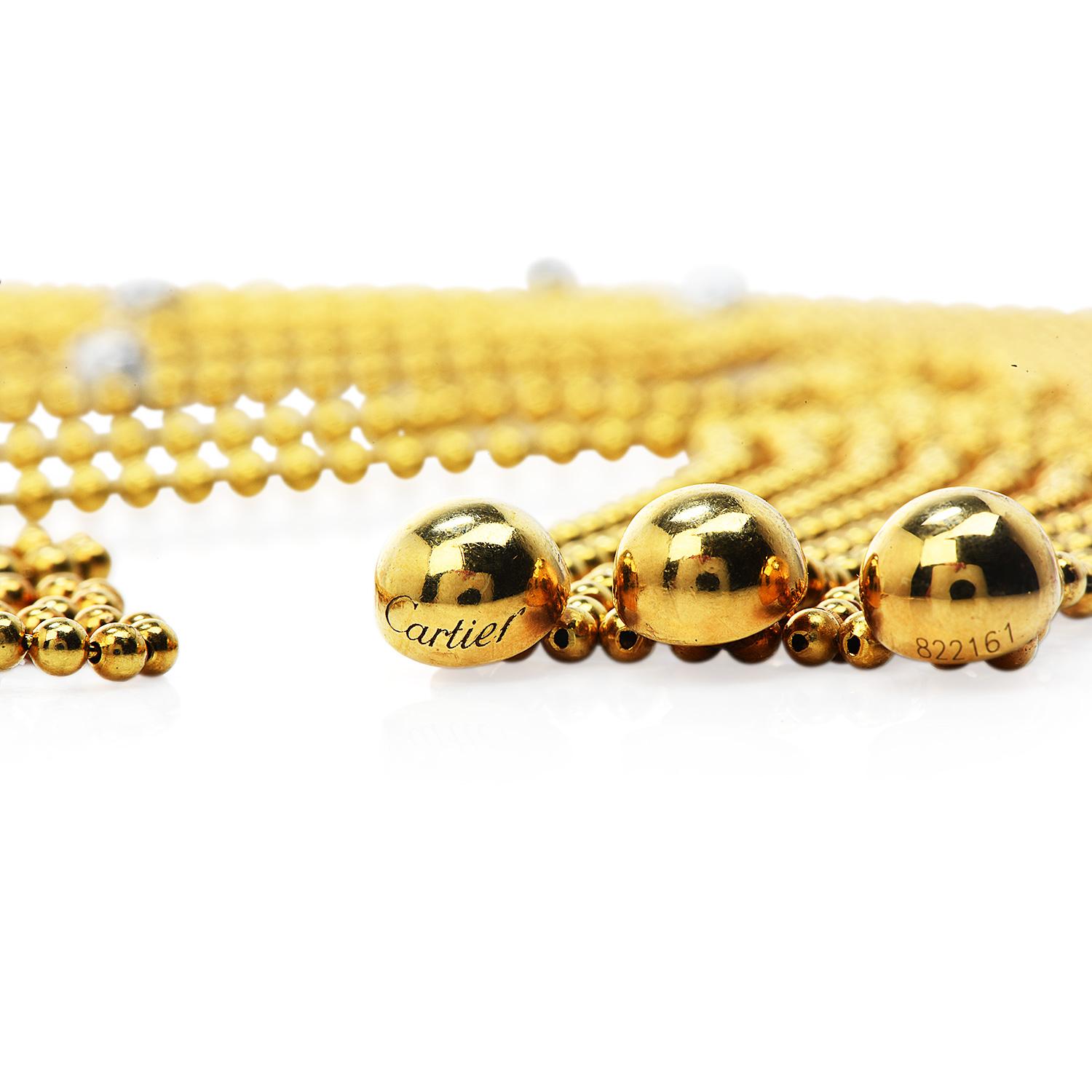 Retro Cartier Draperie De Décolleté Diamond 18K Yellow Gold Multi Link Choker Necklace