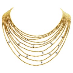 Cartier Draperie De Décolleté Collier ras du cou en or jaune 18K à maillons multiples et diamants