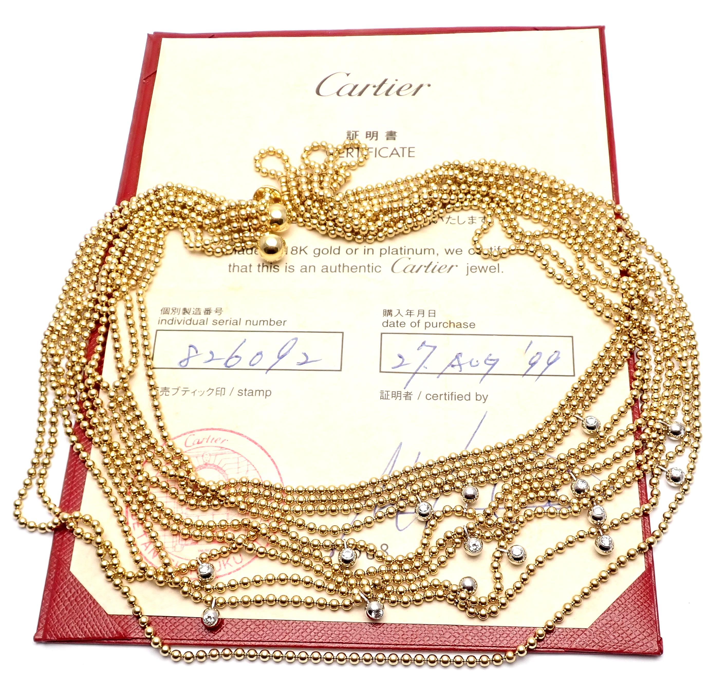 18k Yellow Gold Diamond Draperie de Decollete Link Necklace by Cartier. 
With 15 round brilliant cut diamonds VVS1 clarity, E color total weight approx. 1ctw
This necklace comes with Cartier certificate of authenticity.
Details: 
Length: 16
