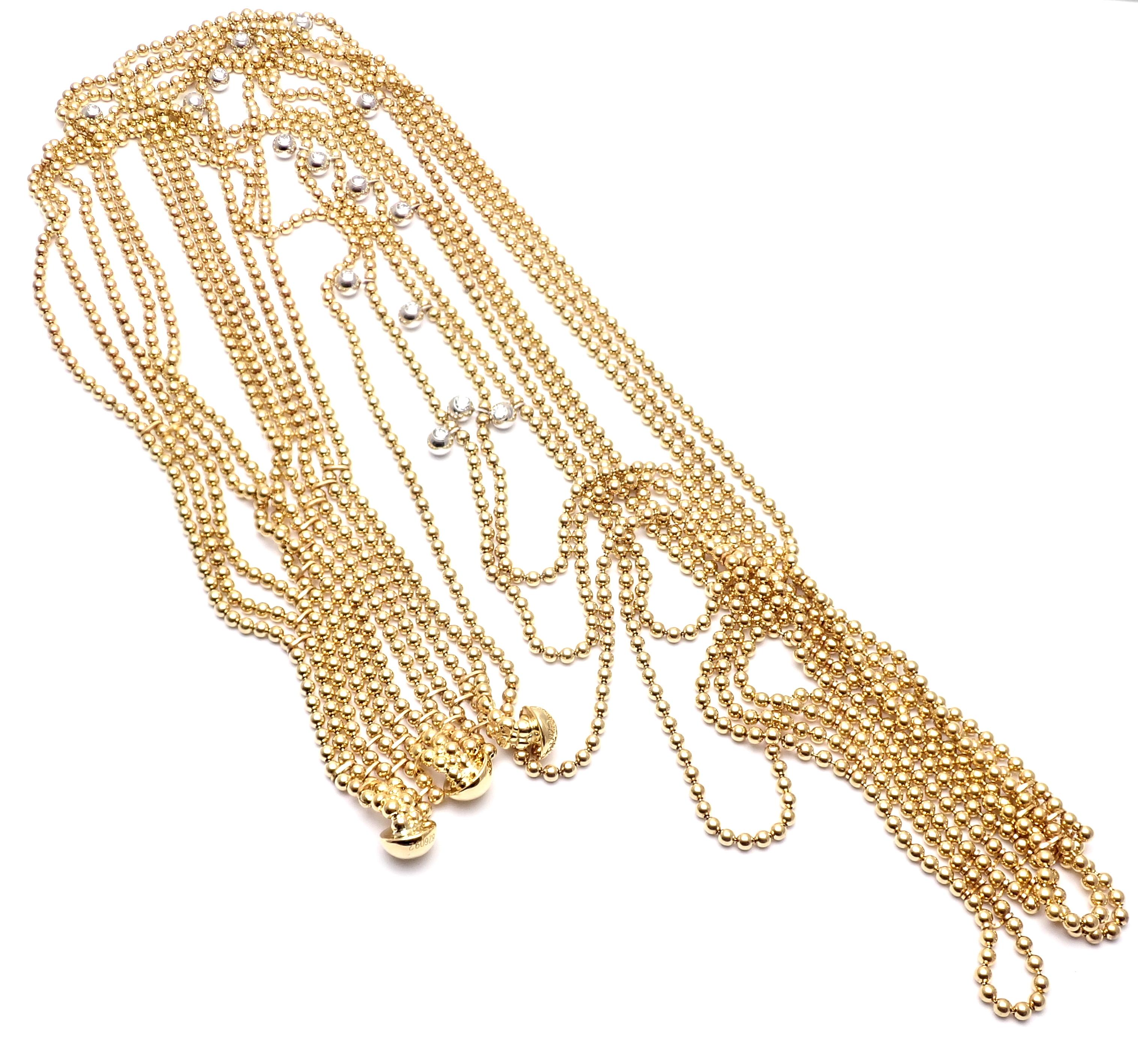 Women's or Men's Cartier Draperie de Decollete Diamond Yellow Gold Link Necklace