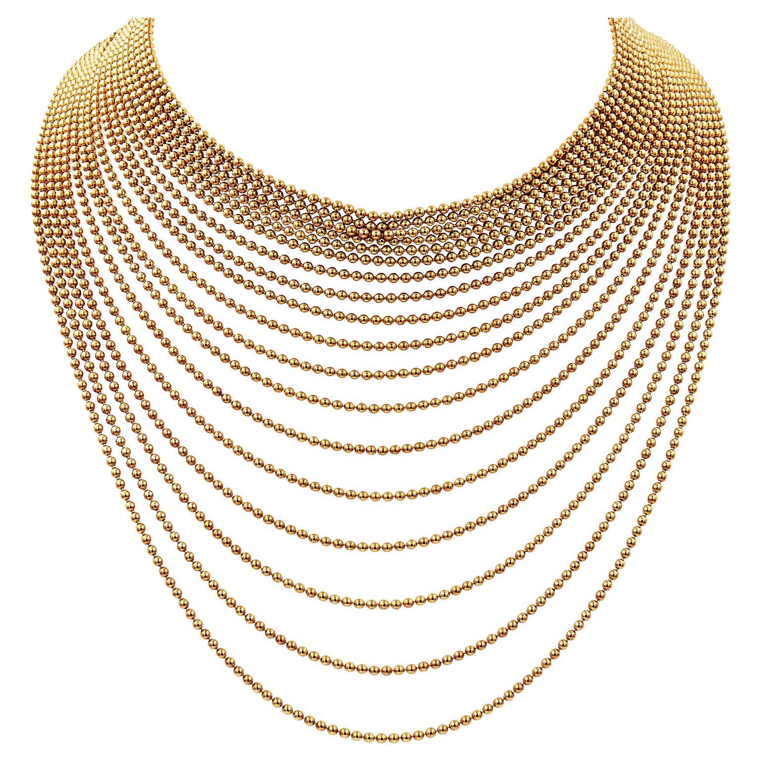 Cartier Draperie de Décolleté Mehrreihiges Collier aus Gold im Angebot