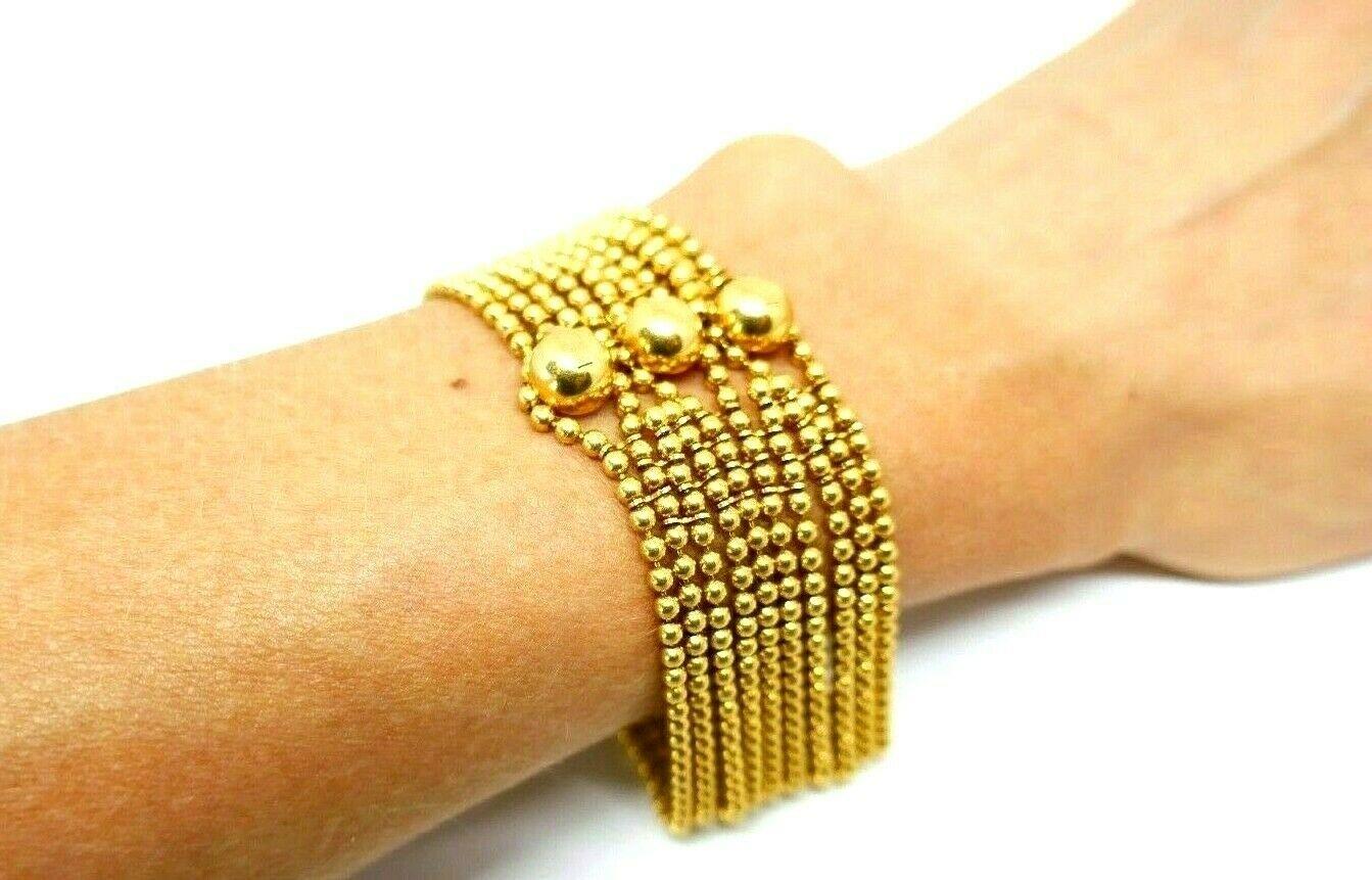 Cartier Draperie Decollete Strand Beaded Yellow Gold Bracelet In Excellent Condition In Beverly Hills, CA
