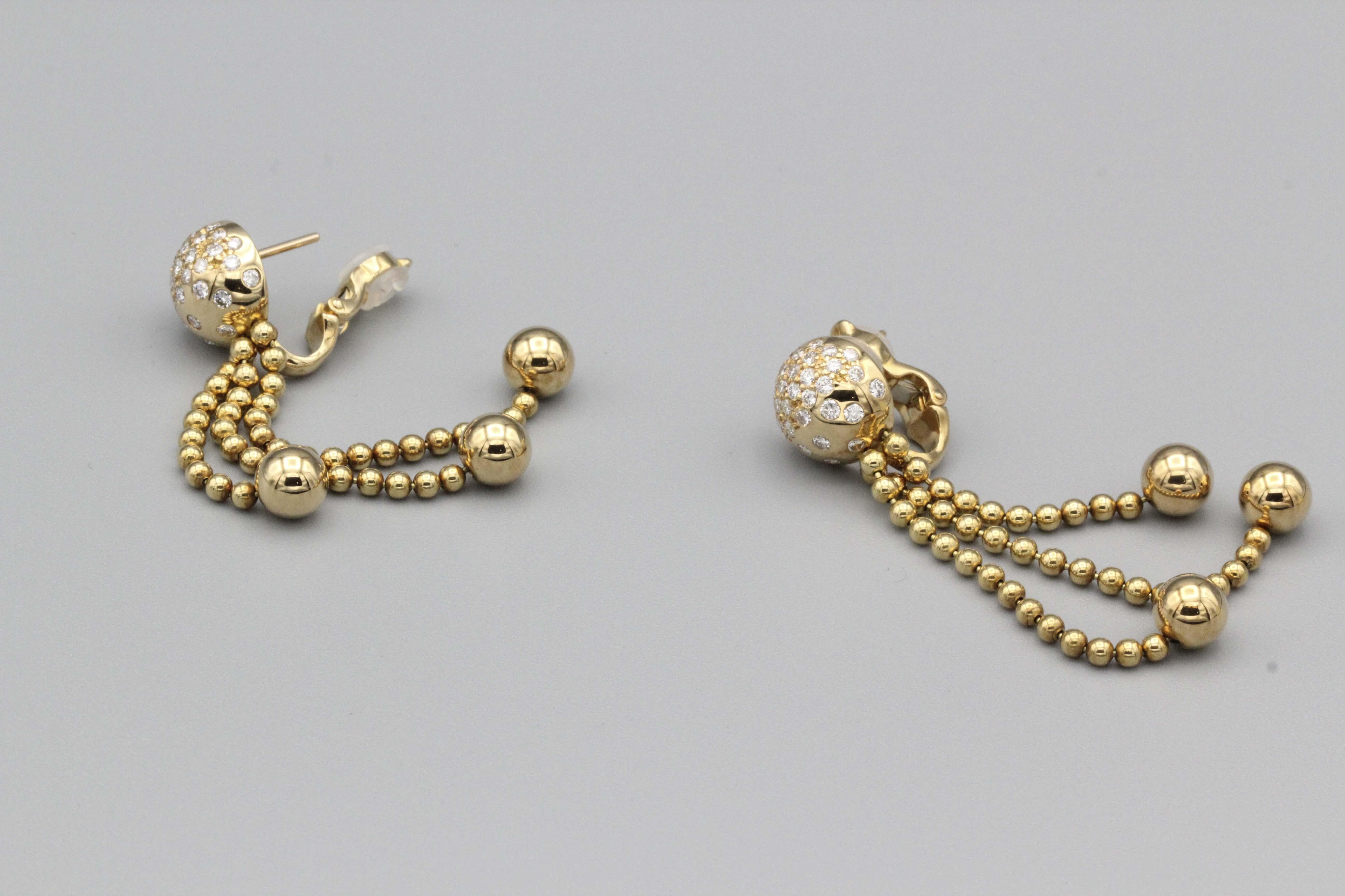 Contemporary Cartier Draperie Diamond 18k Gold Tassel Earrings