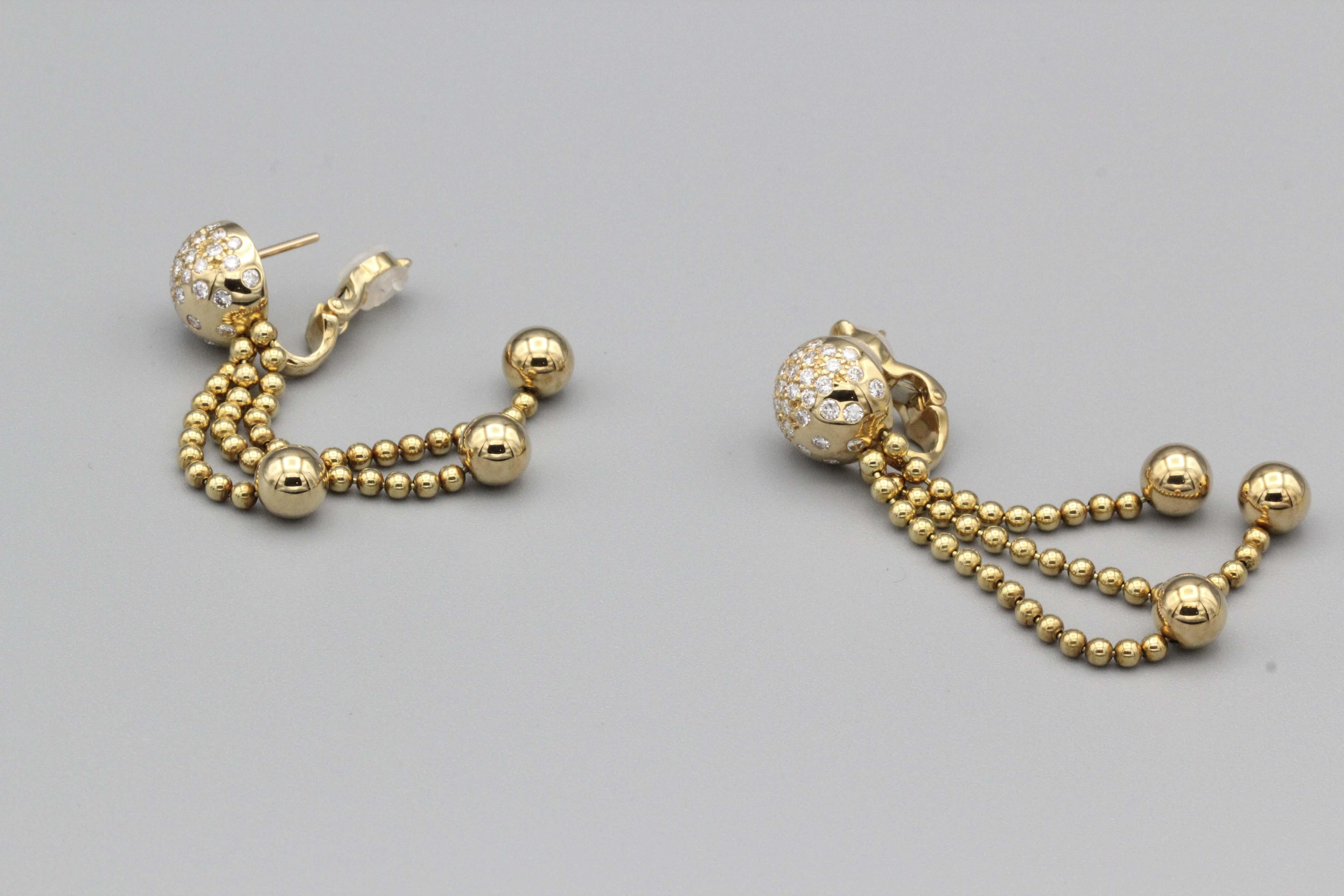 Cartier Draperie Diamond 18k Yellow Gold Tassel Fringe Earrings In Good Condition For Sale In Simpsonville, SC