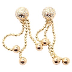 Cartier Draperie Diamond Drop Tassel Long Yellow Gold Earrings