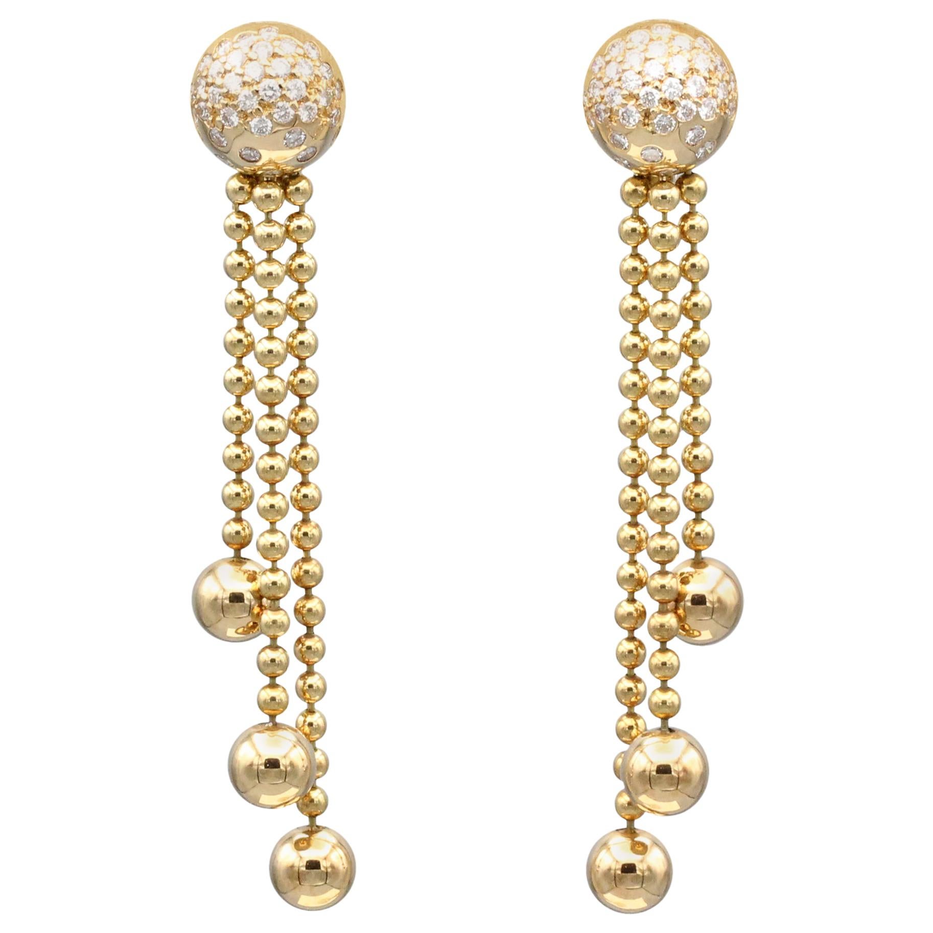 Cartier Draperie Diamond Gold Chandelier Earrings