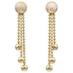 Retro Cartier Draperie Diamond Gold Chandelier Earrings