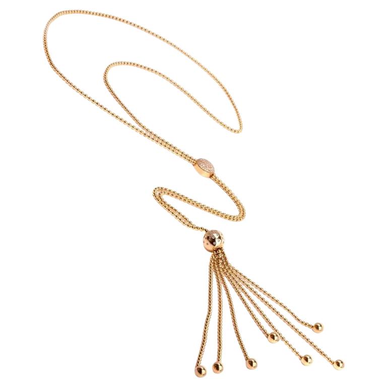 Cartier Draperie Diamond Gold Long Tassel Lariat Chain Necklace