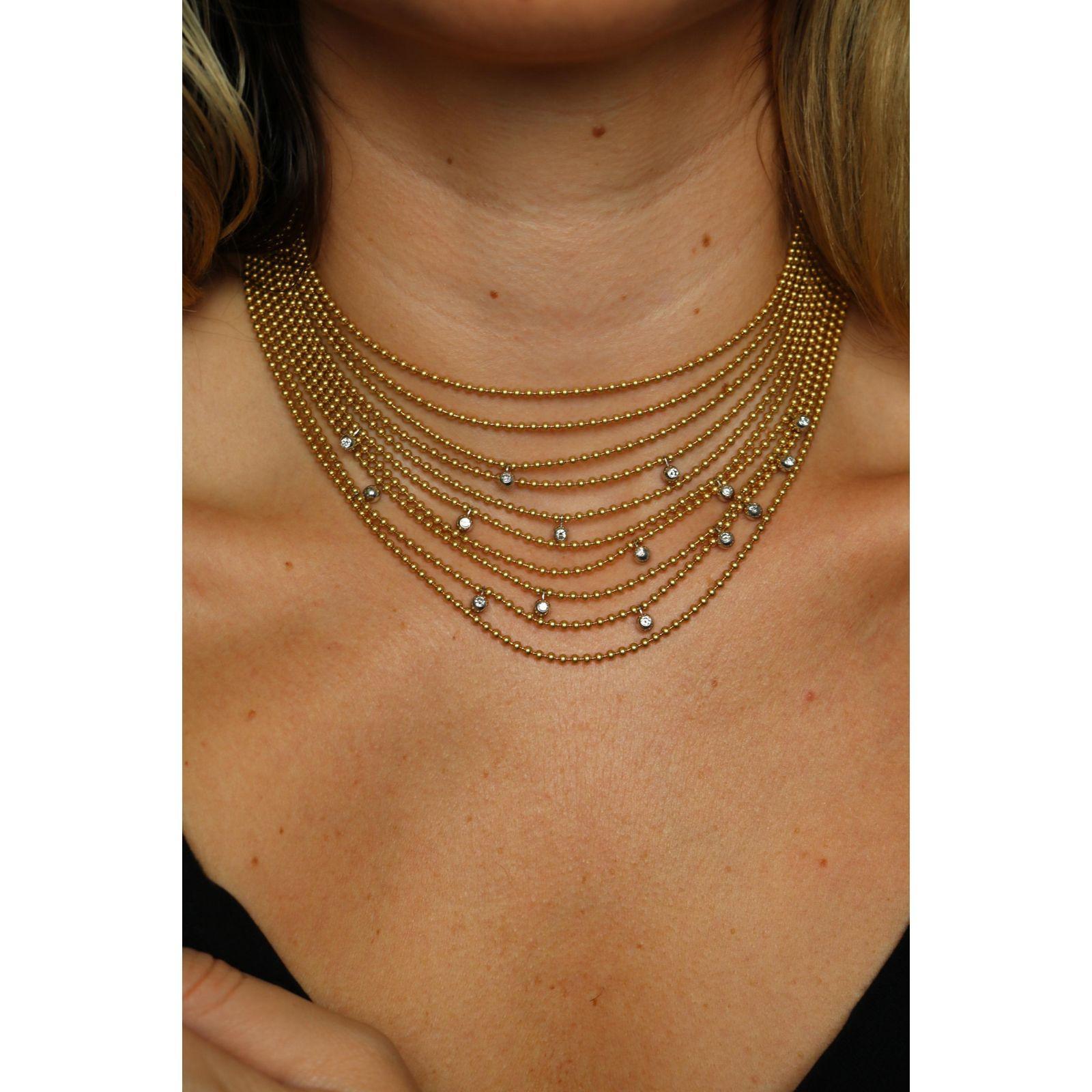 Cartier Draperie Collana di diamanti a 10 file in oro giallo 18 carati con scatola in vendita 4