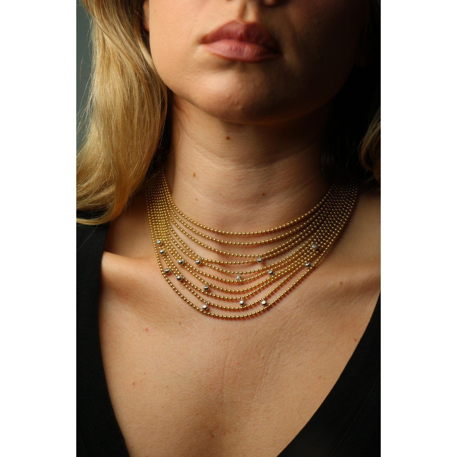 Cartier Draperie Collana di diamanti a 10 file in oro giallo 18 carati con scatola in vendita 5