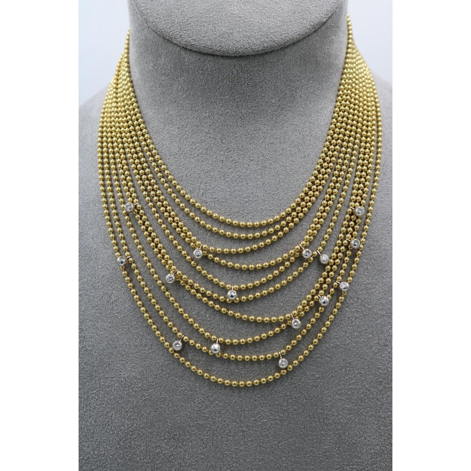 Cartier Draperie Collana di diamanti a 10 file in oro giallo 18 carati con scatola in vendita 6