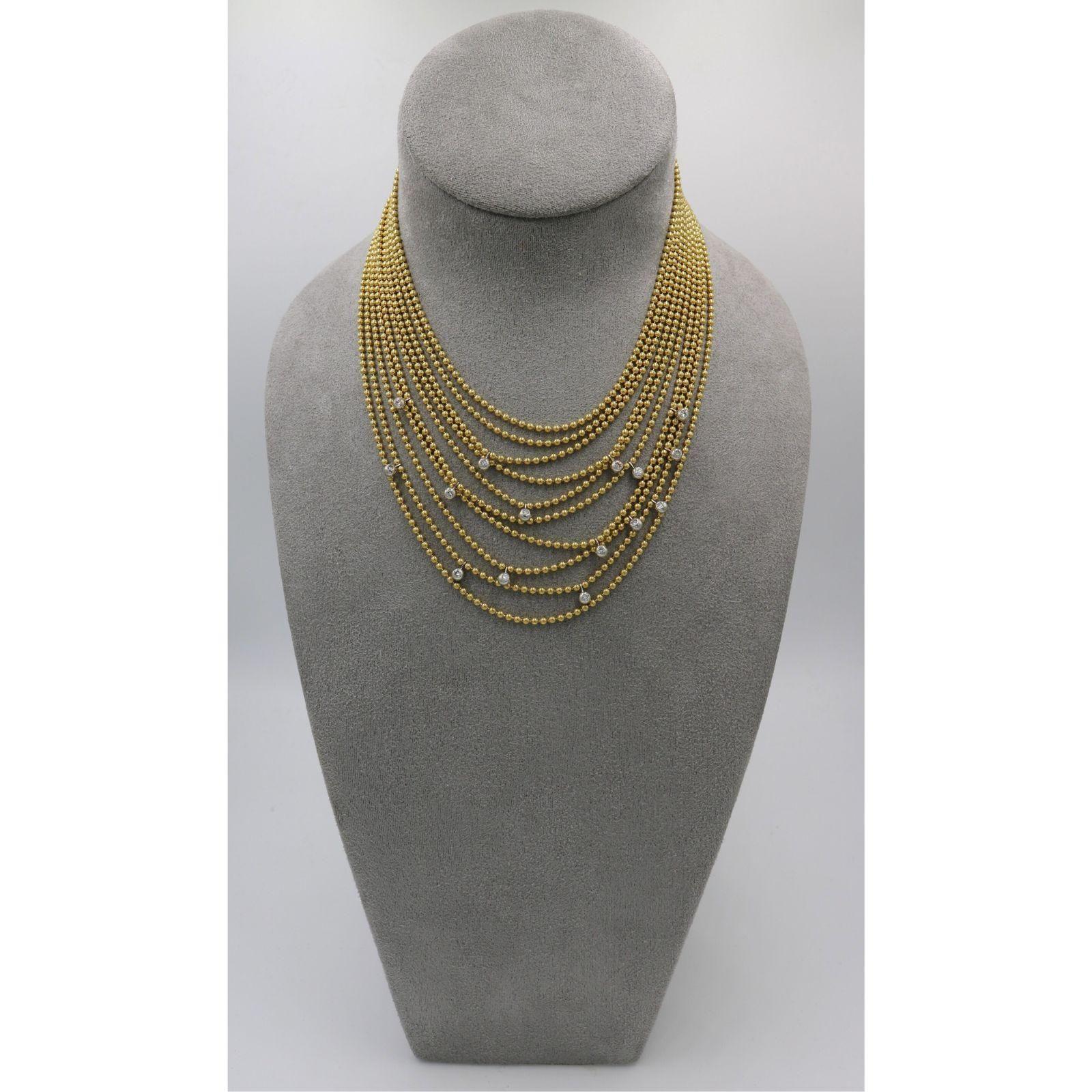 Cartier Draperie Collana di diamanti a 10 file in oro giallo 18 carati con scatola in vendita 7