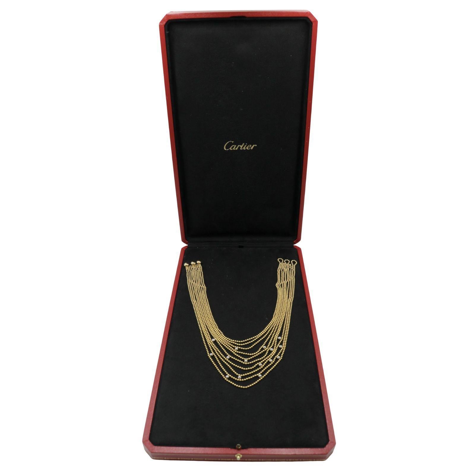 Cartier Draperie Collana di diamanti a 10 file in oro giallo 18 carati con scatola in vendita 8